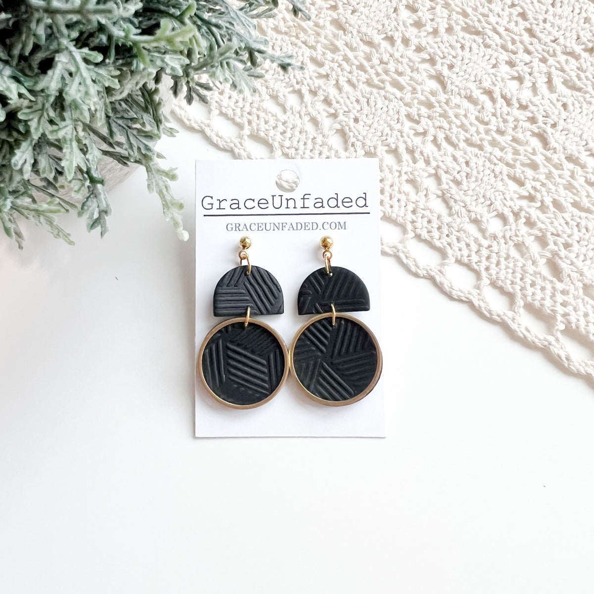 Black Polymer Clay Earrings