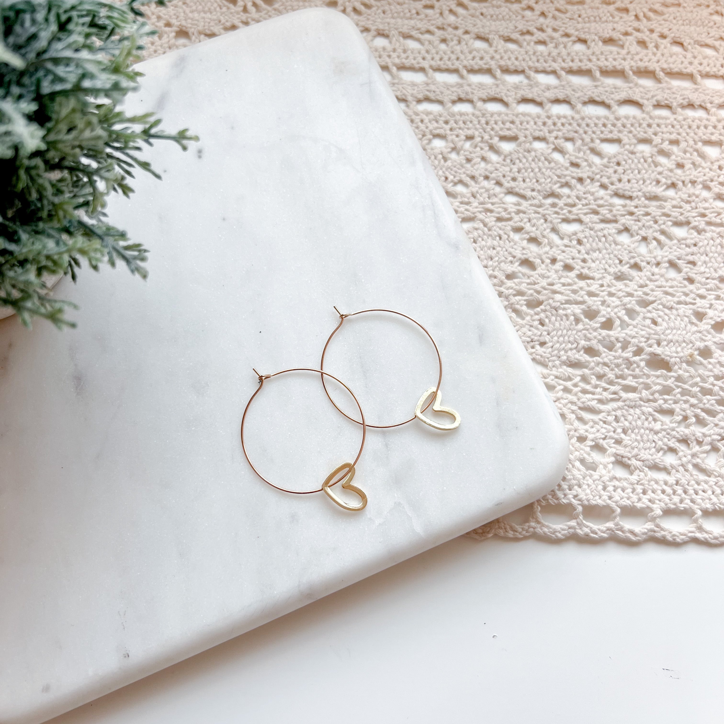 Gold Plated or Silver Heart Hoops