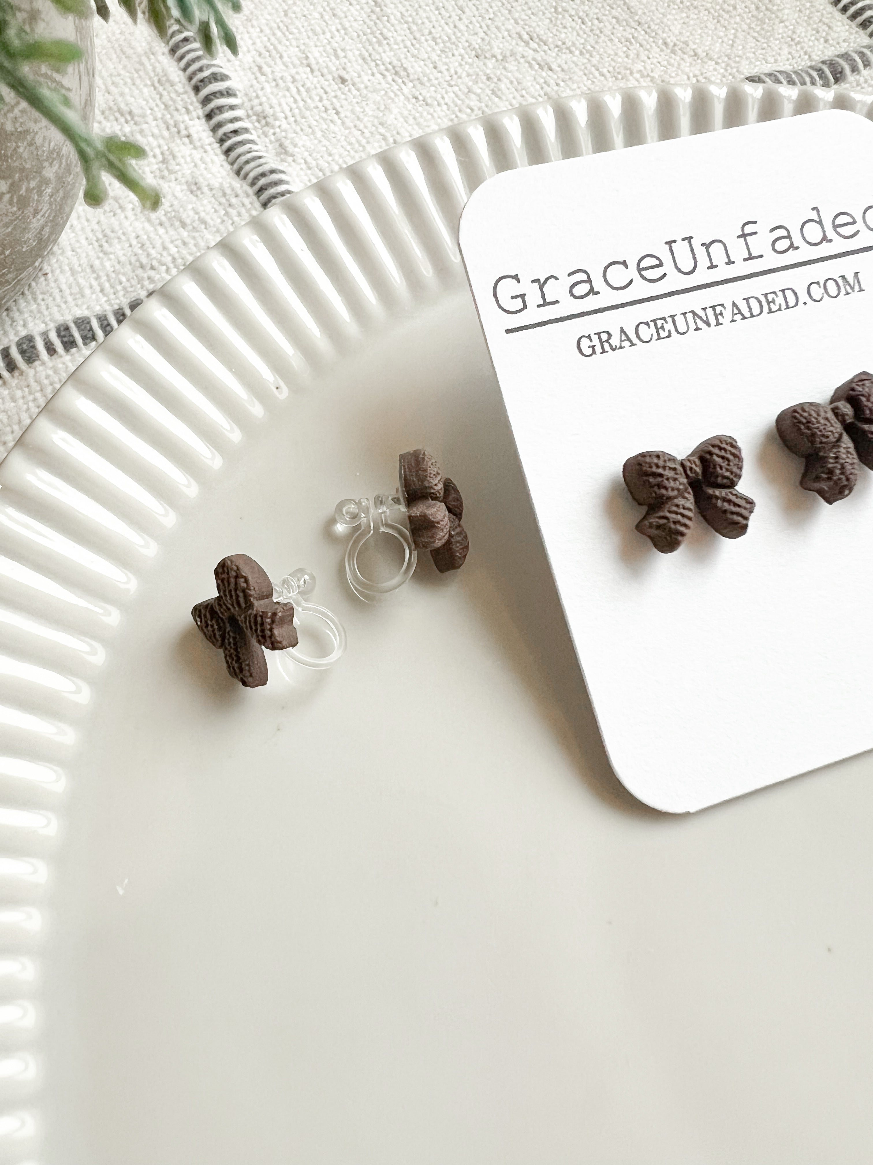 Mini Bow Studs (Multiple Colors) (Clip On Option)