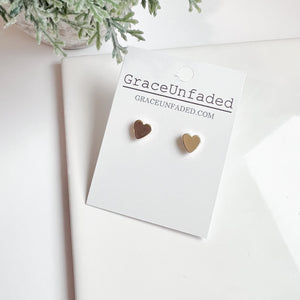 Valentines Gold Plated Brass Heart Stud