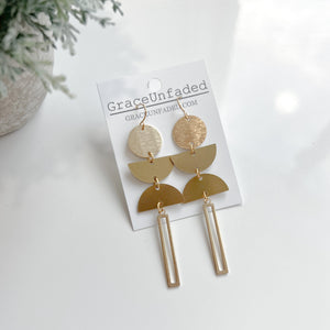 Brass Geometric Drop - Silver and Gold