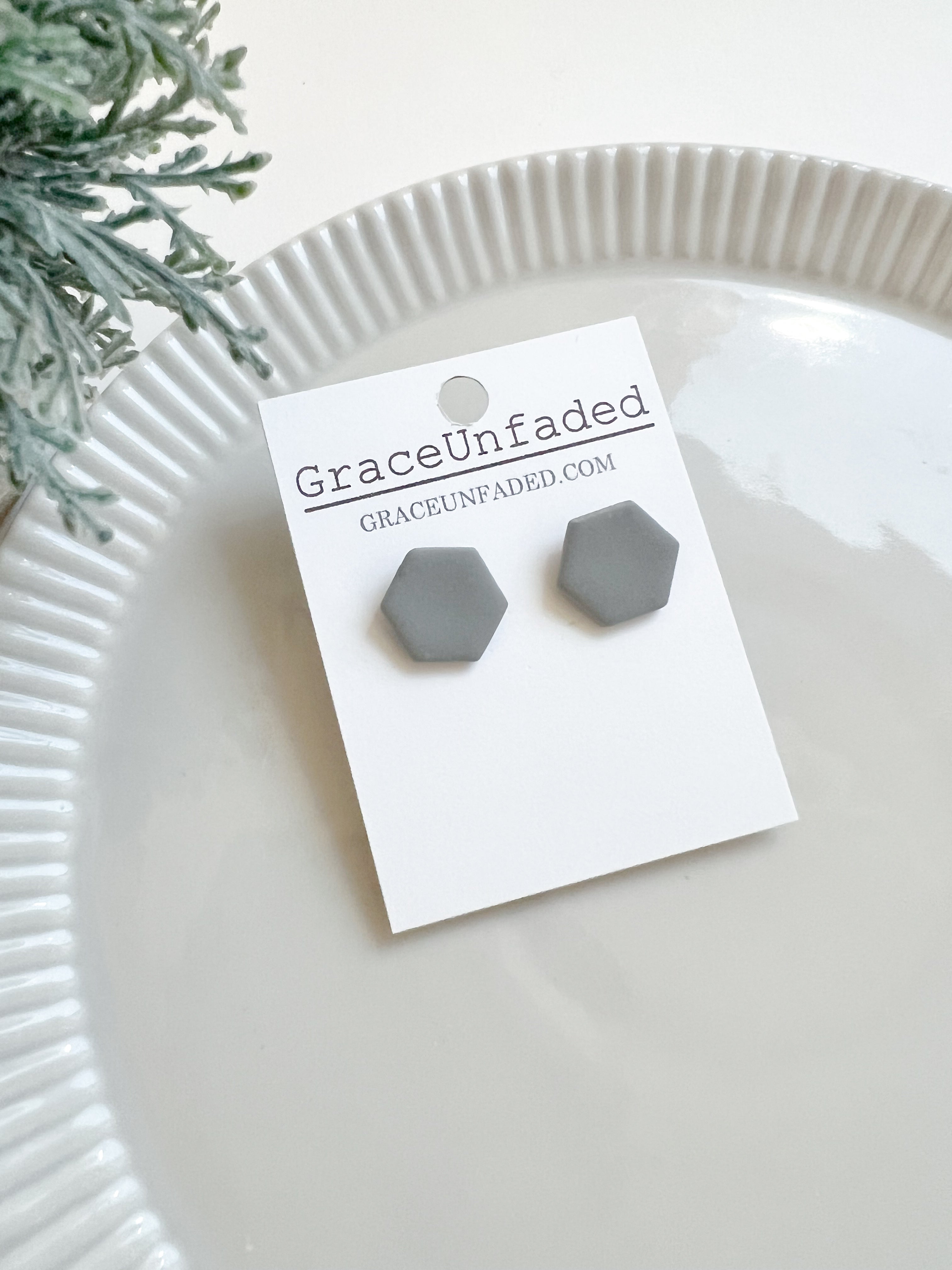 Gray Hexagon Stud