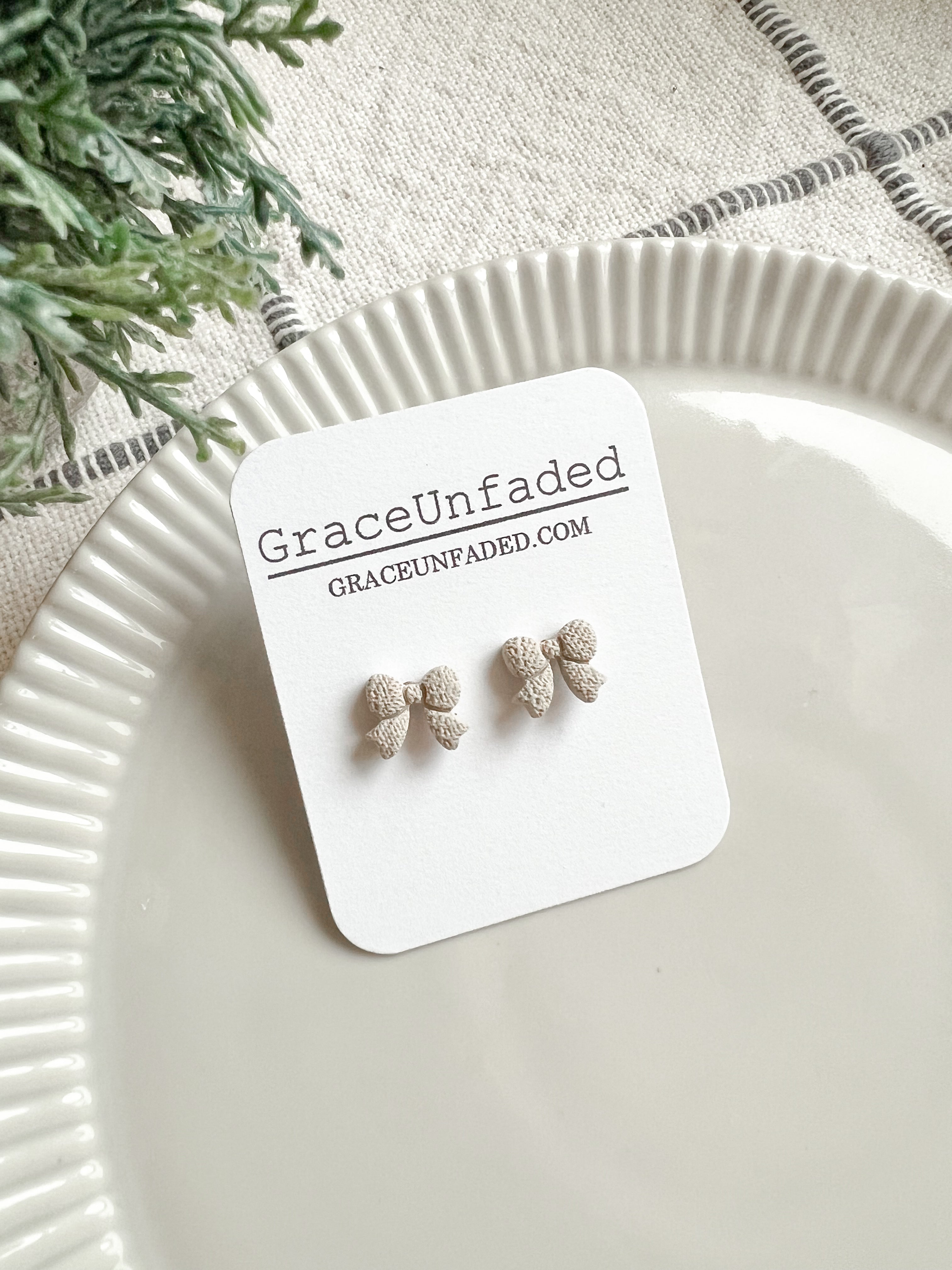 Mini Bow Studs (Multiple Colors) (Clip On Option)