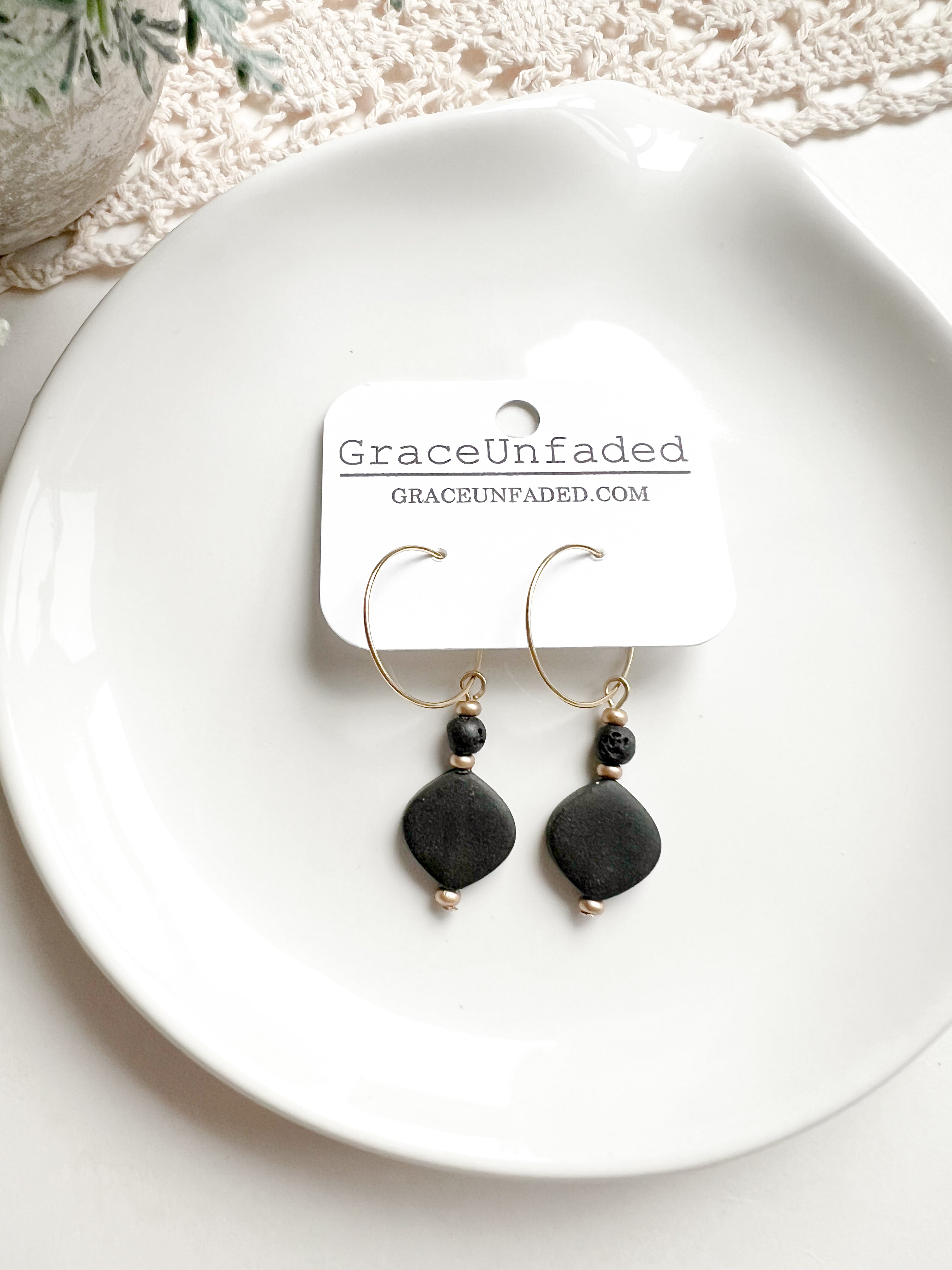 Beaded Clay Hoop (Multiple Colors)