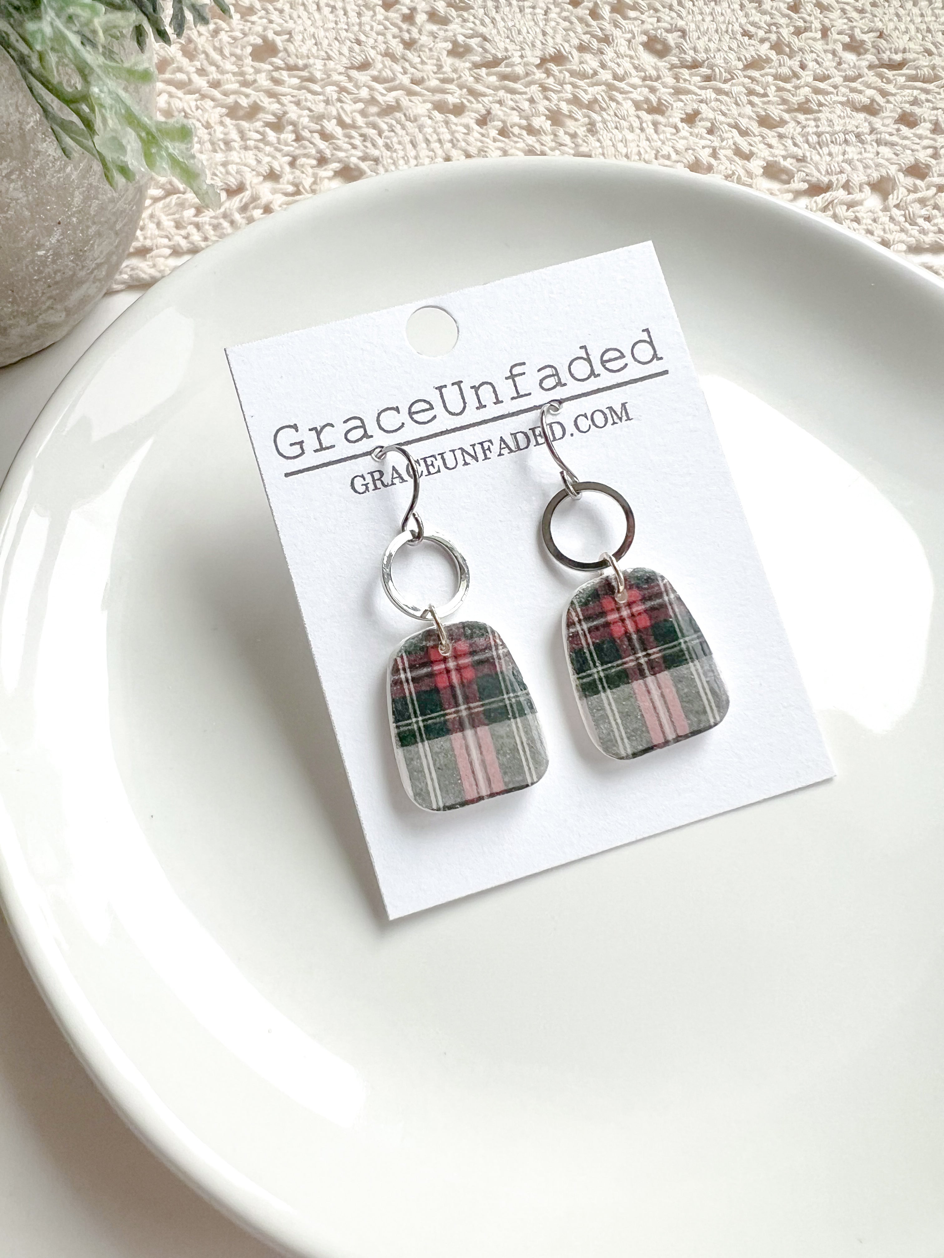 Small Plaid Drop - Silver and Gold