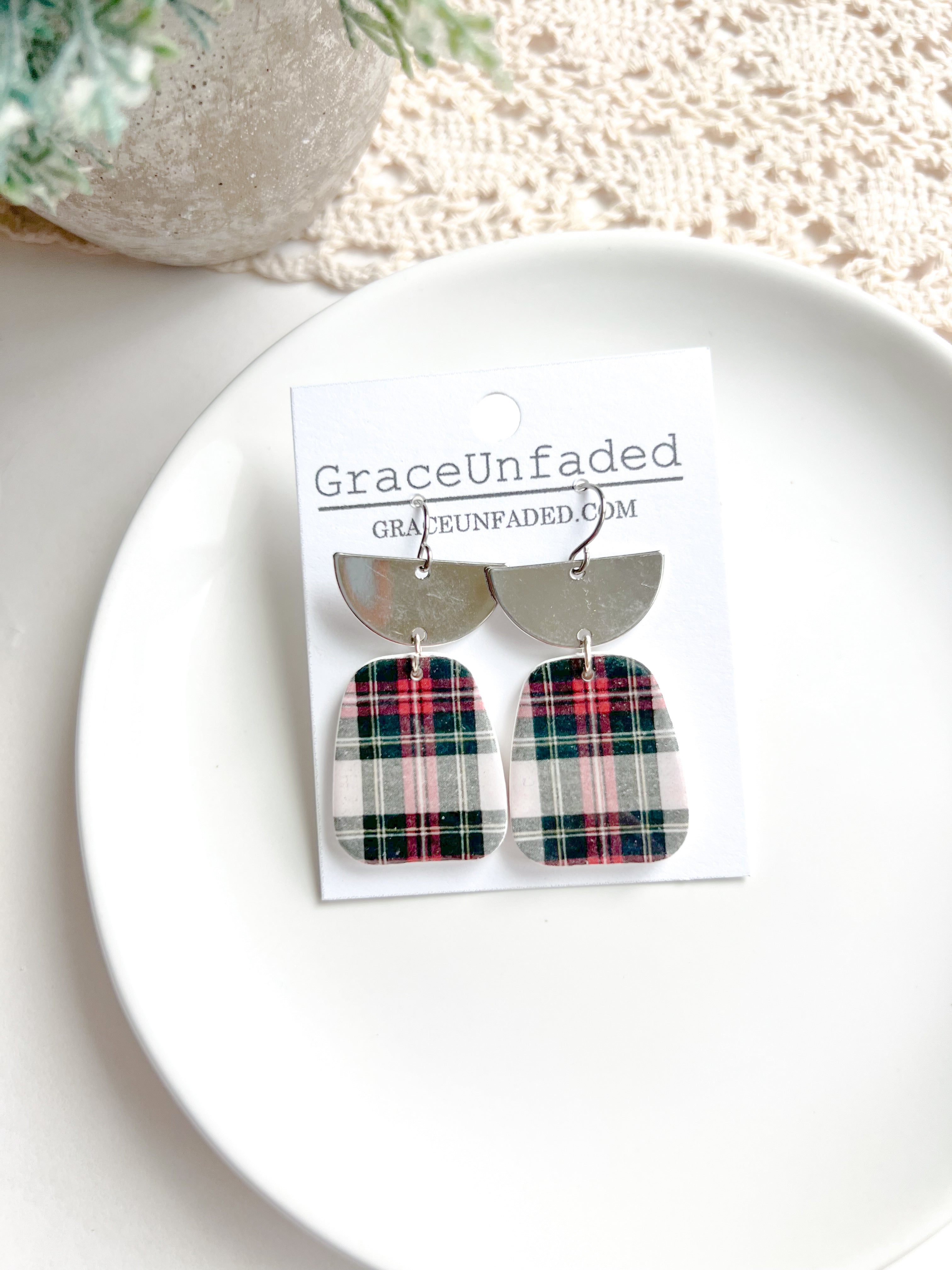 Large Plaid Drop - Silver and Gold