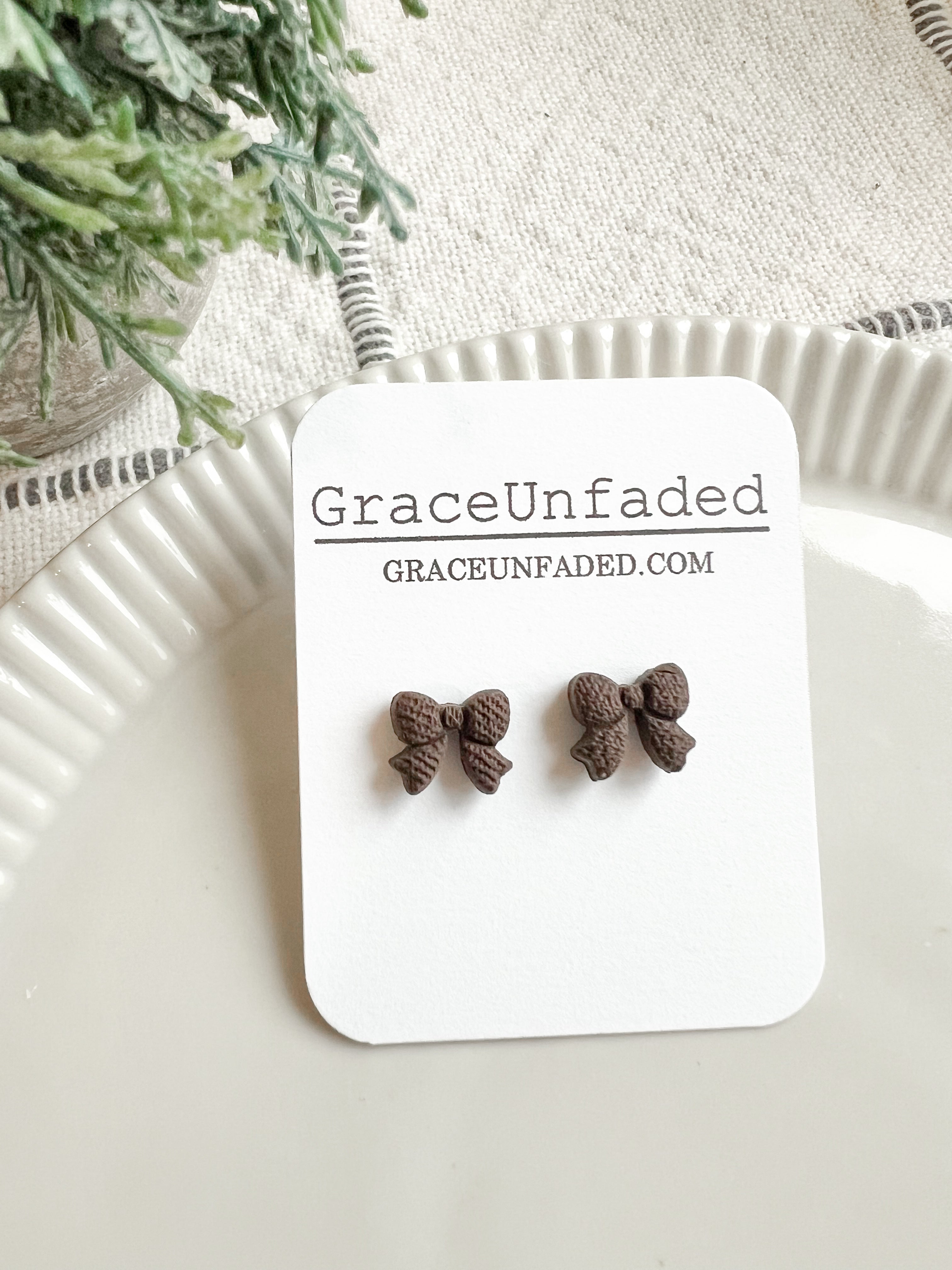 Mini Bow Studs (Multiple Colors) (Clip On Option)