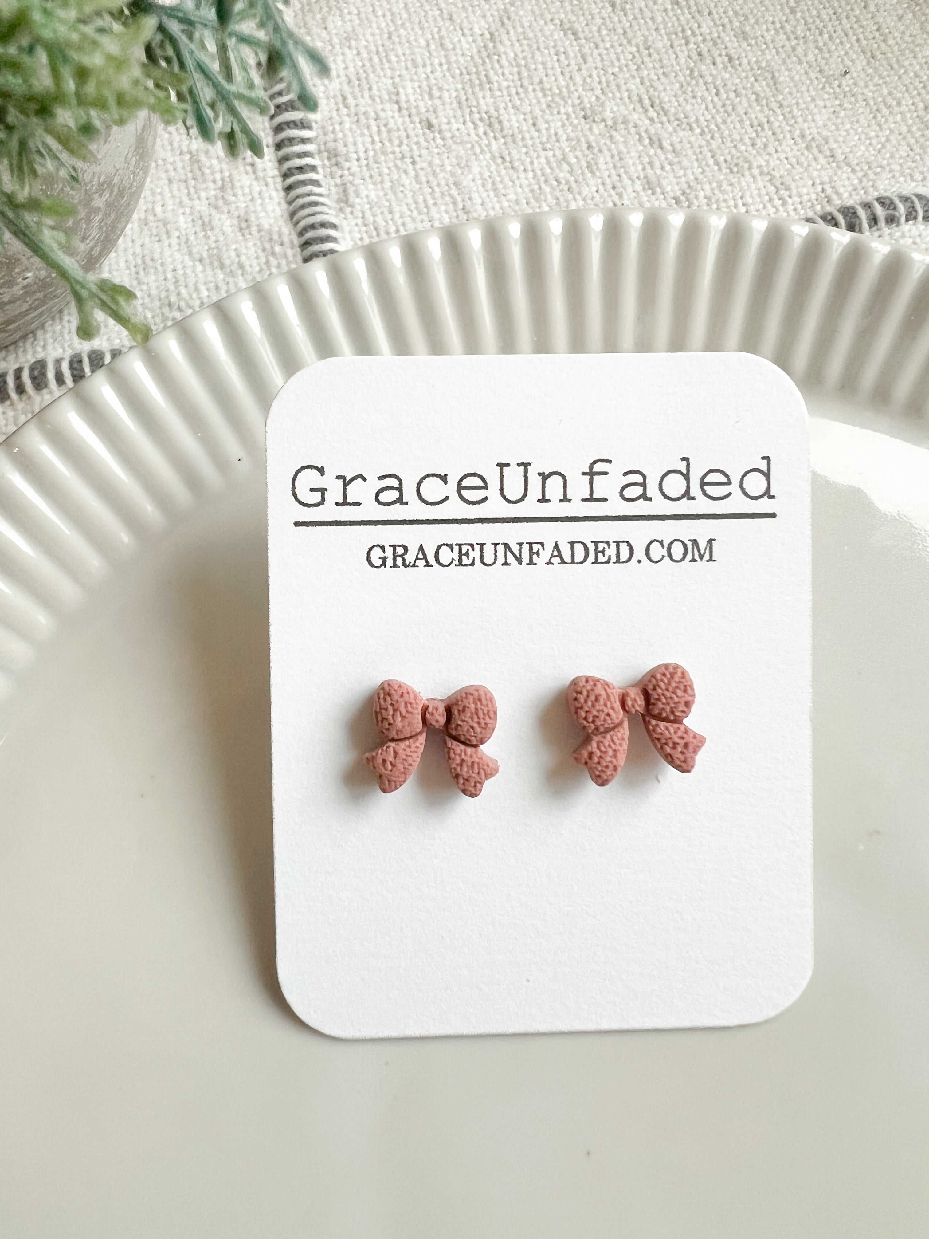 Mini Bow Studs (Multiple Colors) (Clip On Option)