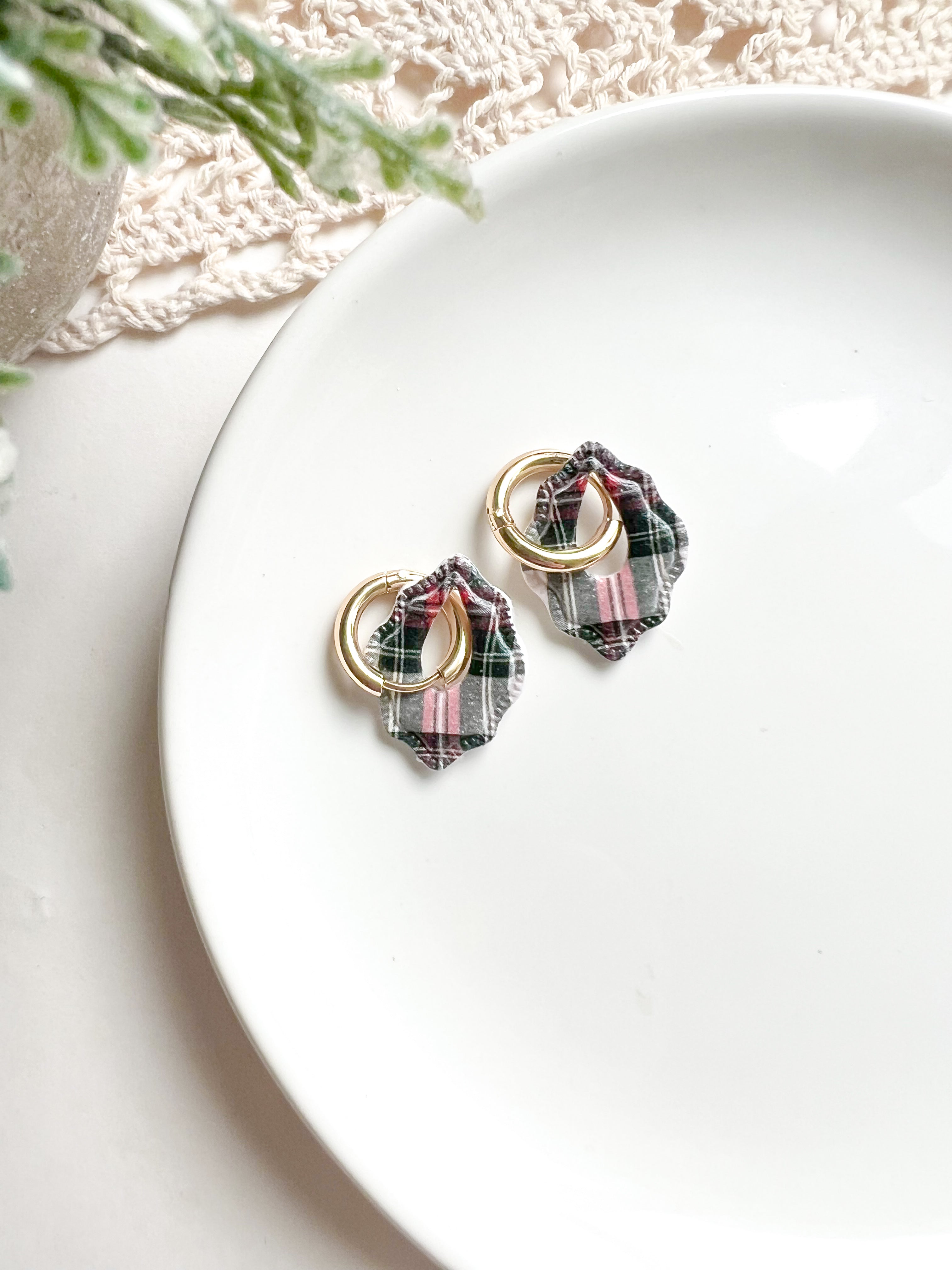Plaid Earring - Silver and Gold