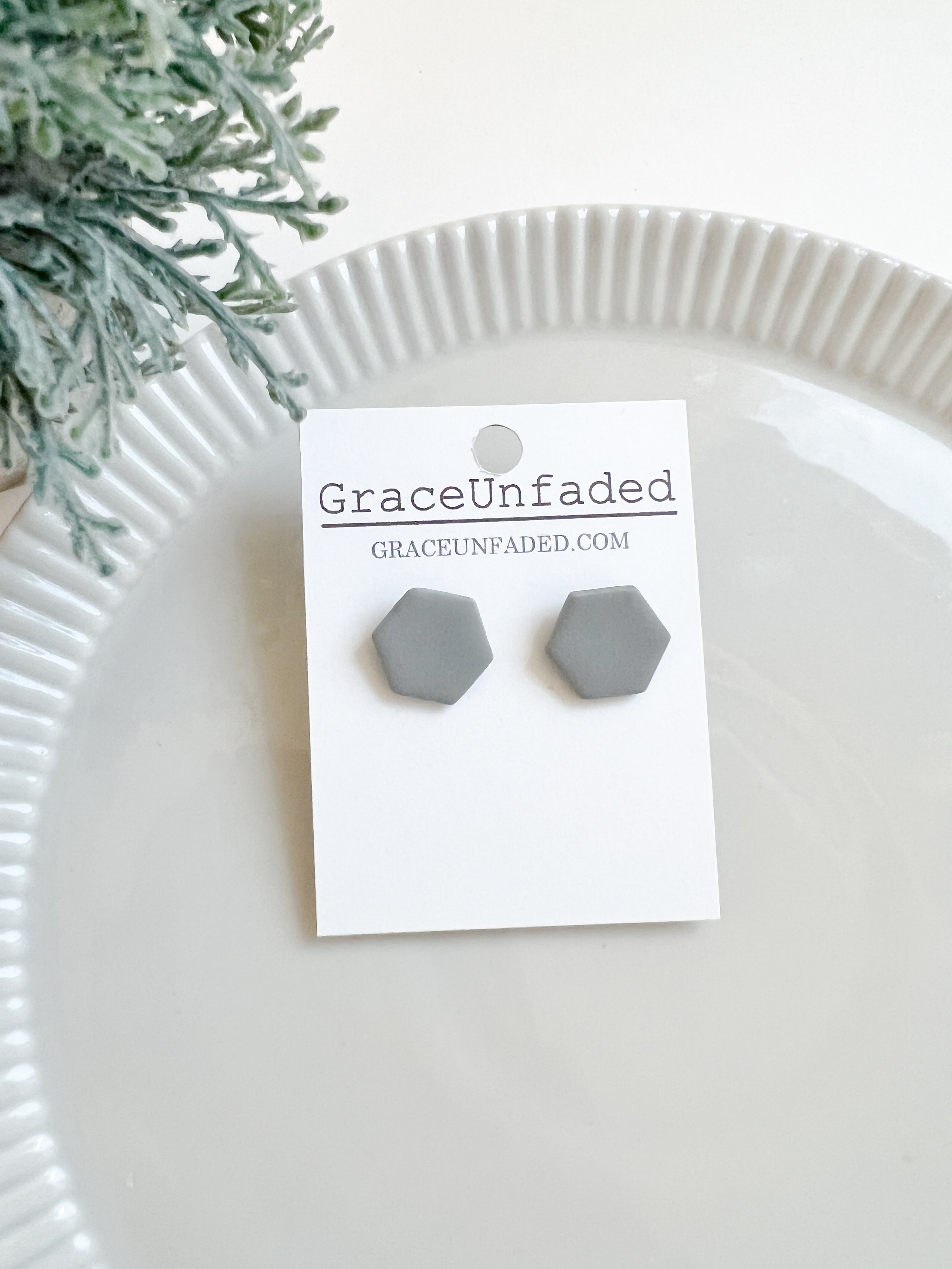 Gray Hexagon Stud