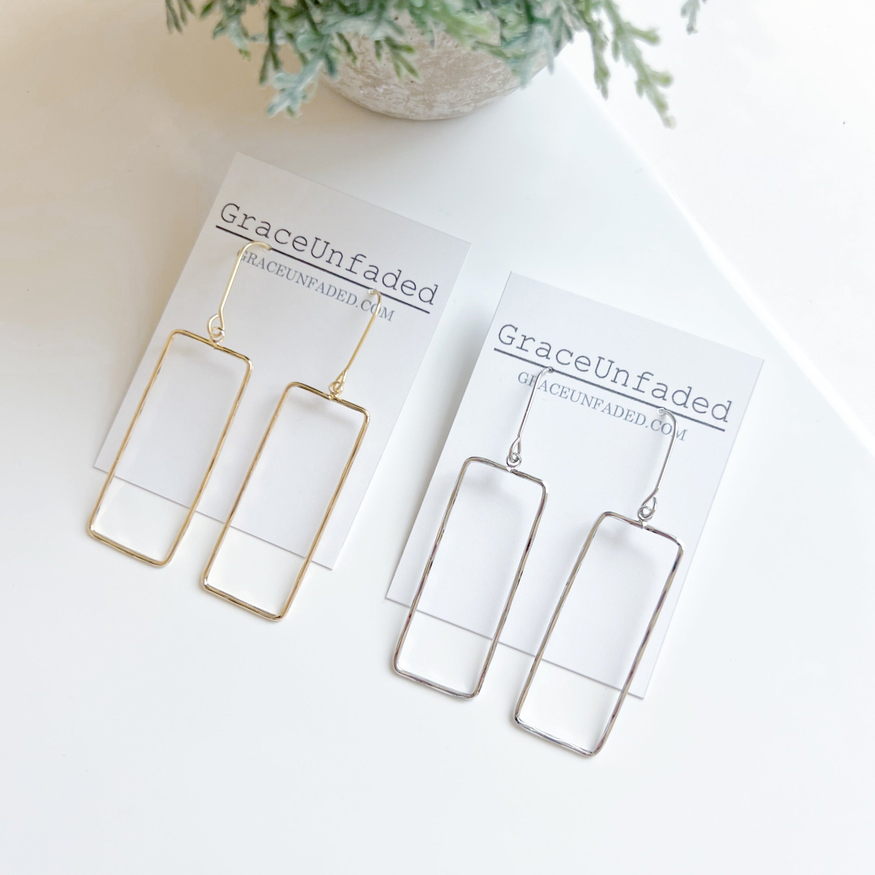 Brass Square Drop- Gold or Silver