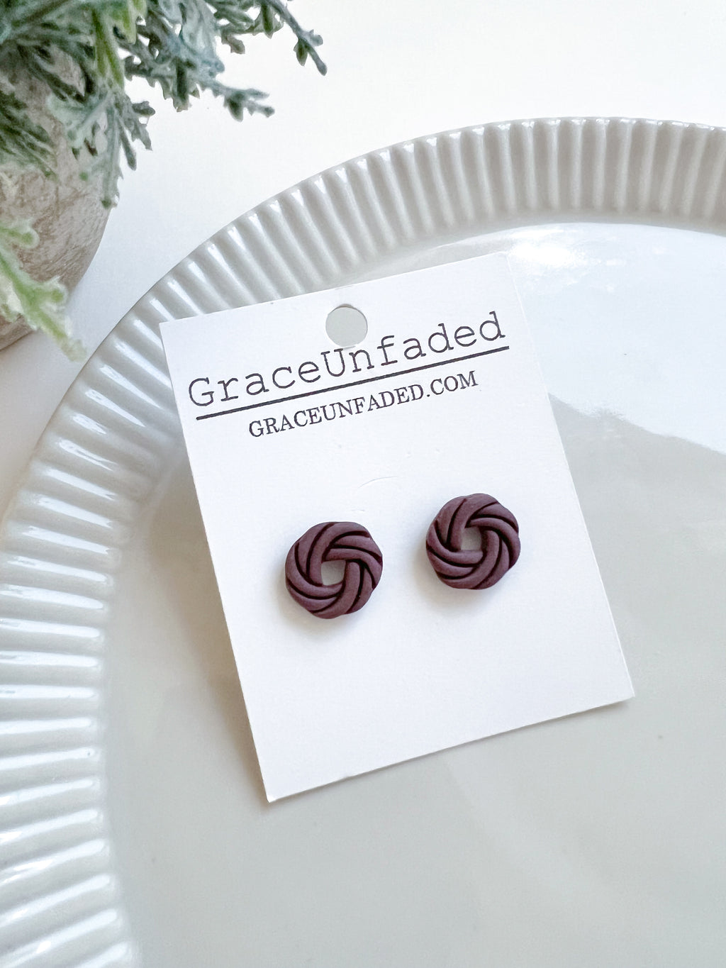Plum Knot Earring