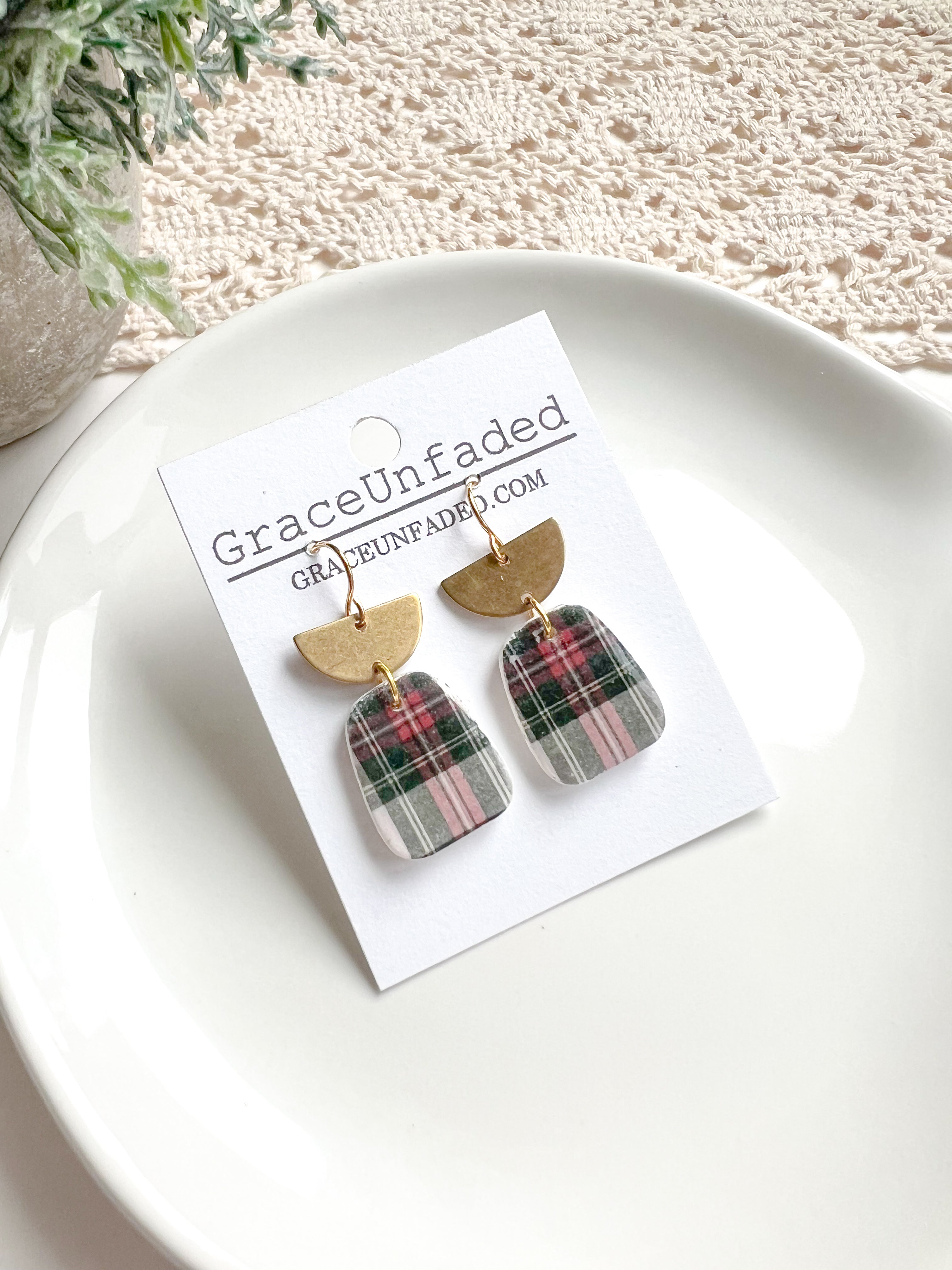 Small Plaid Drop - Silver and Gold