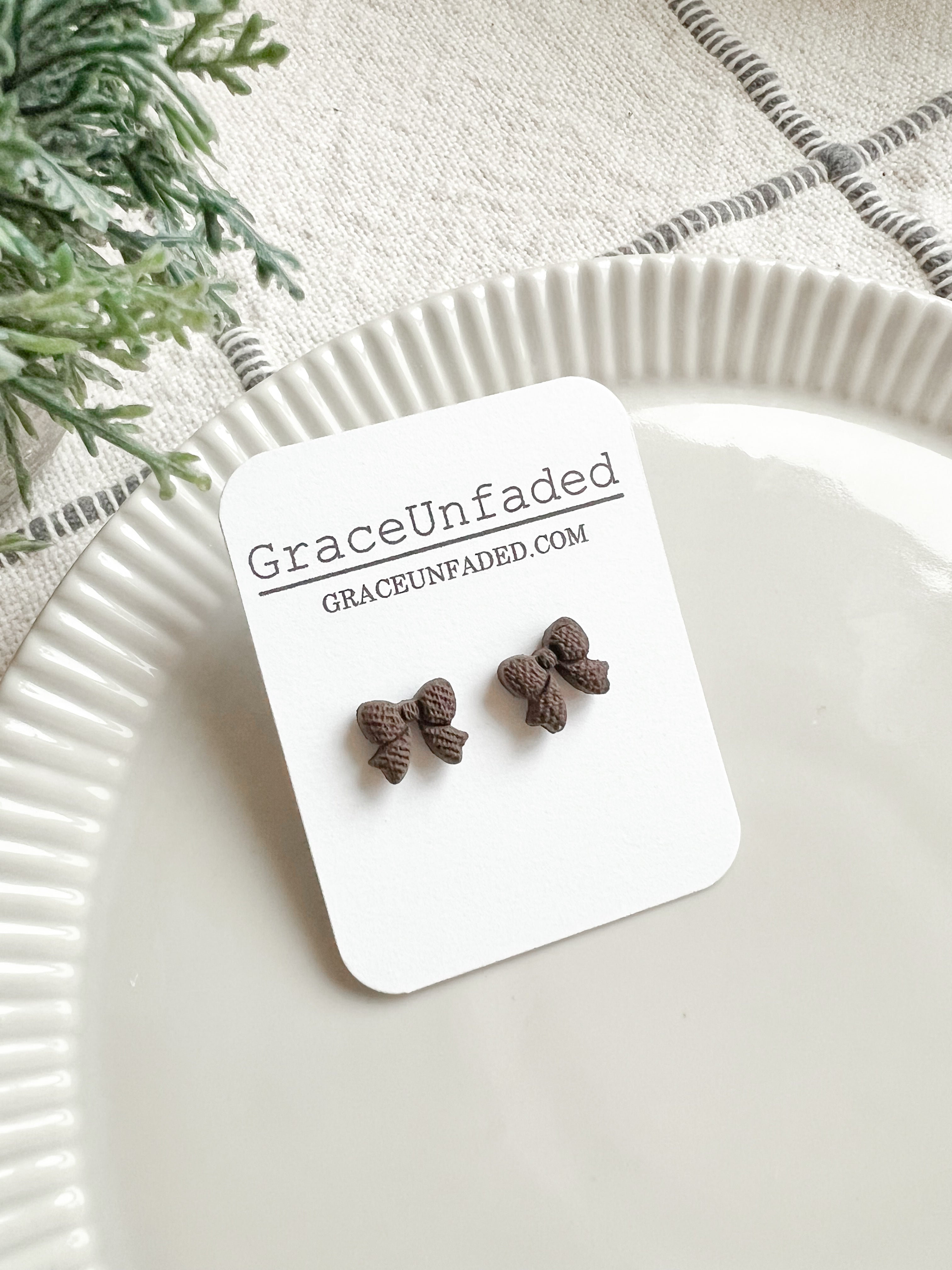 Mini Bow Studs (Multiple Colors) (Clip On Option)