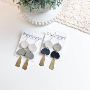 Olive clay Dangle -Black and Olive
