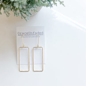 Brass Rectangle Drop- Gold or Silver