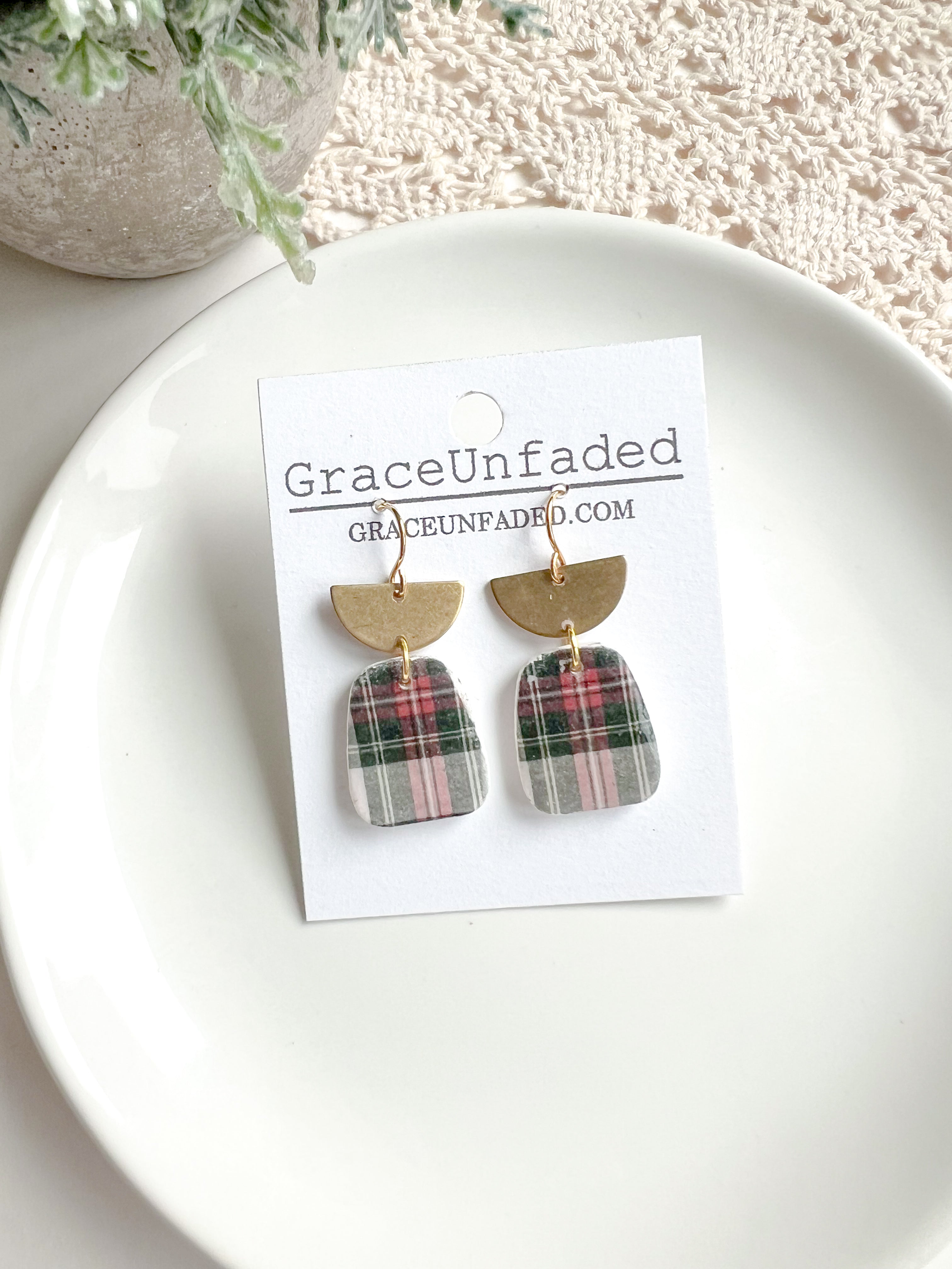 Small Plaid Drop - Silver and Gold
