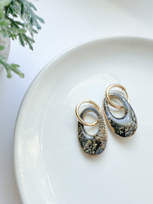 Cracked Stone Collection -  Oval Hoop