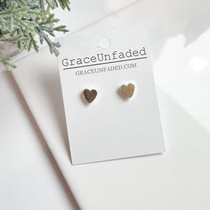 Valentines Gold Plated Brass Heart Stud