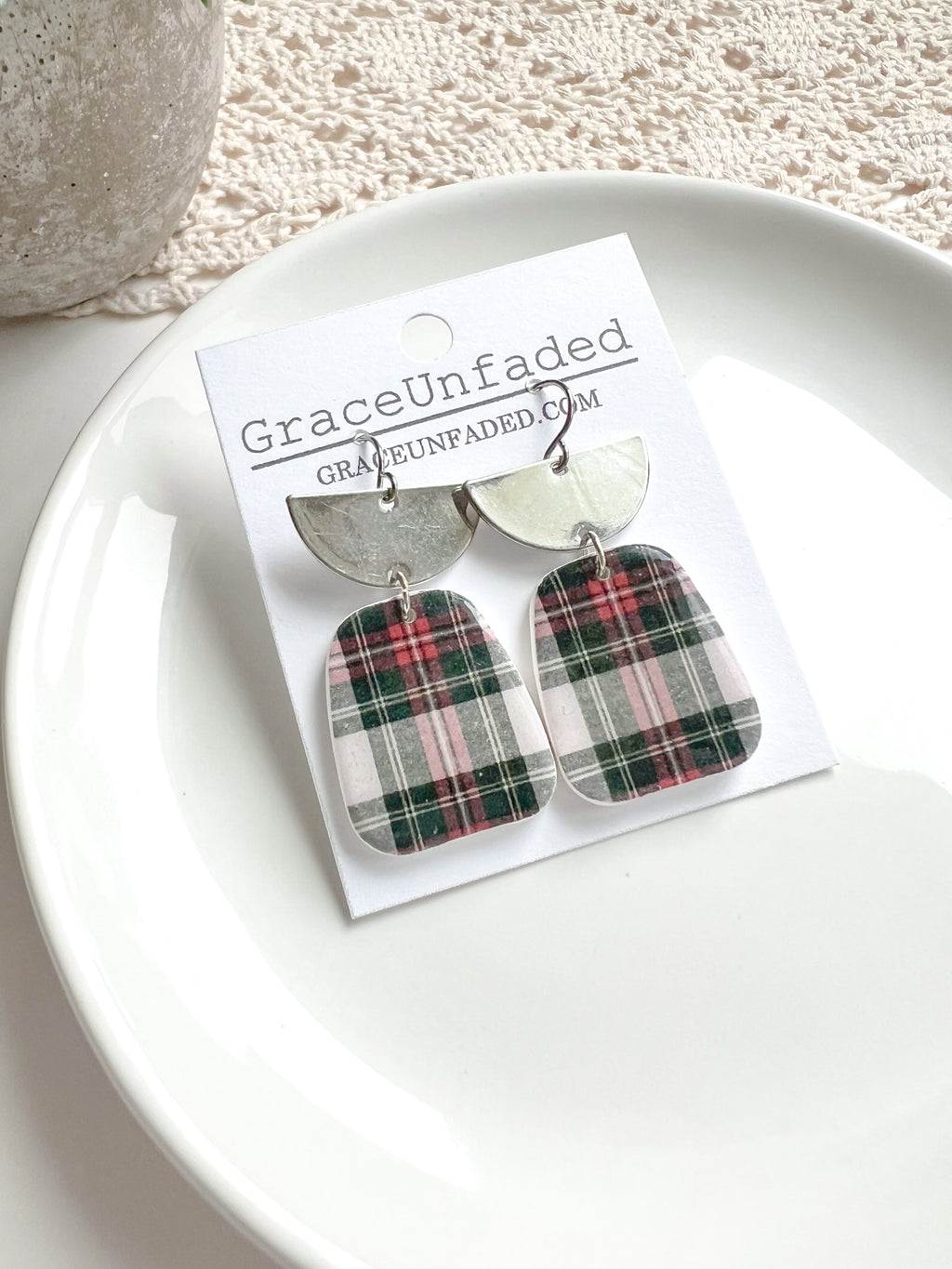 Large Plaid Drop - Silver and Gold