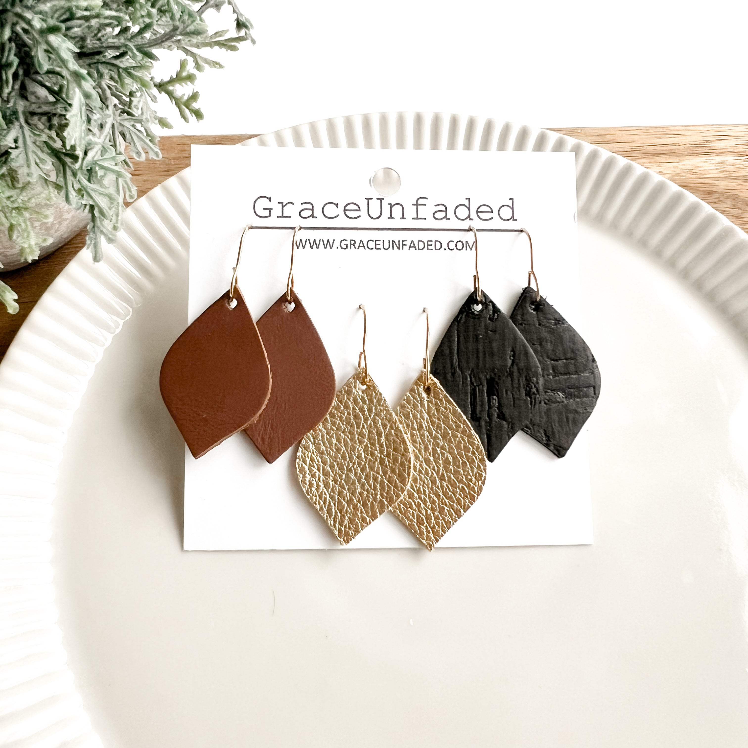 Leather Earring Packs - Brown, Gold, Black