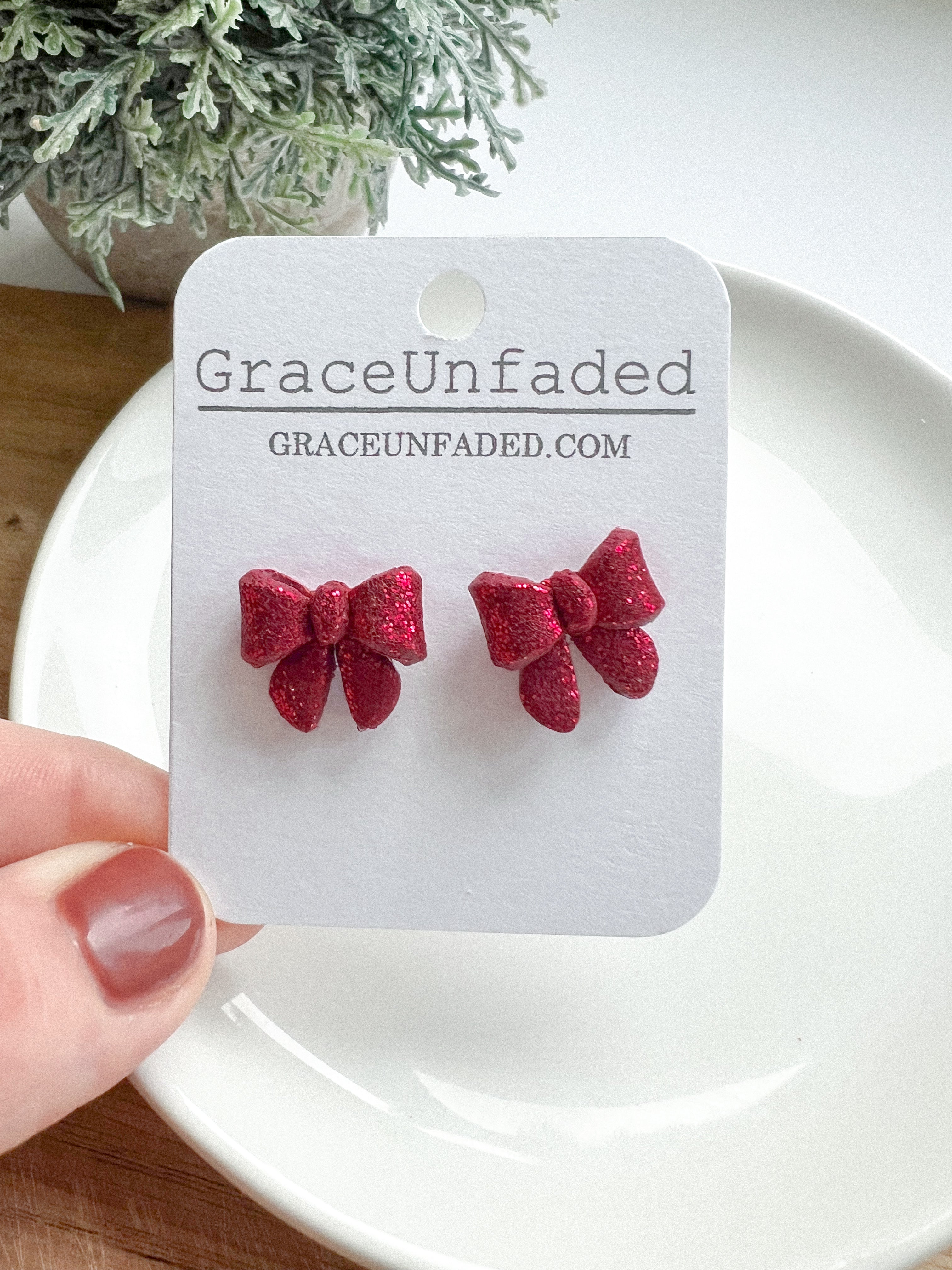 Bow Studs - Sparkle and Matte