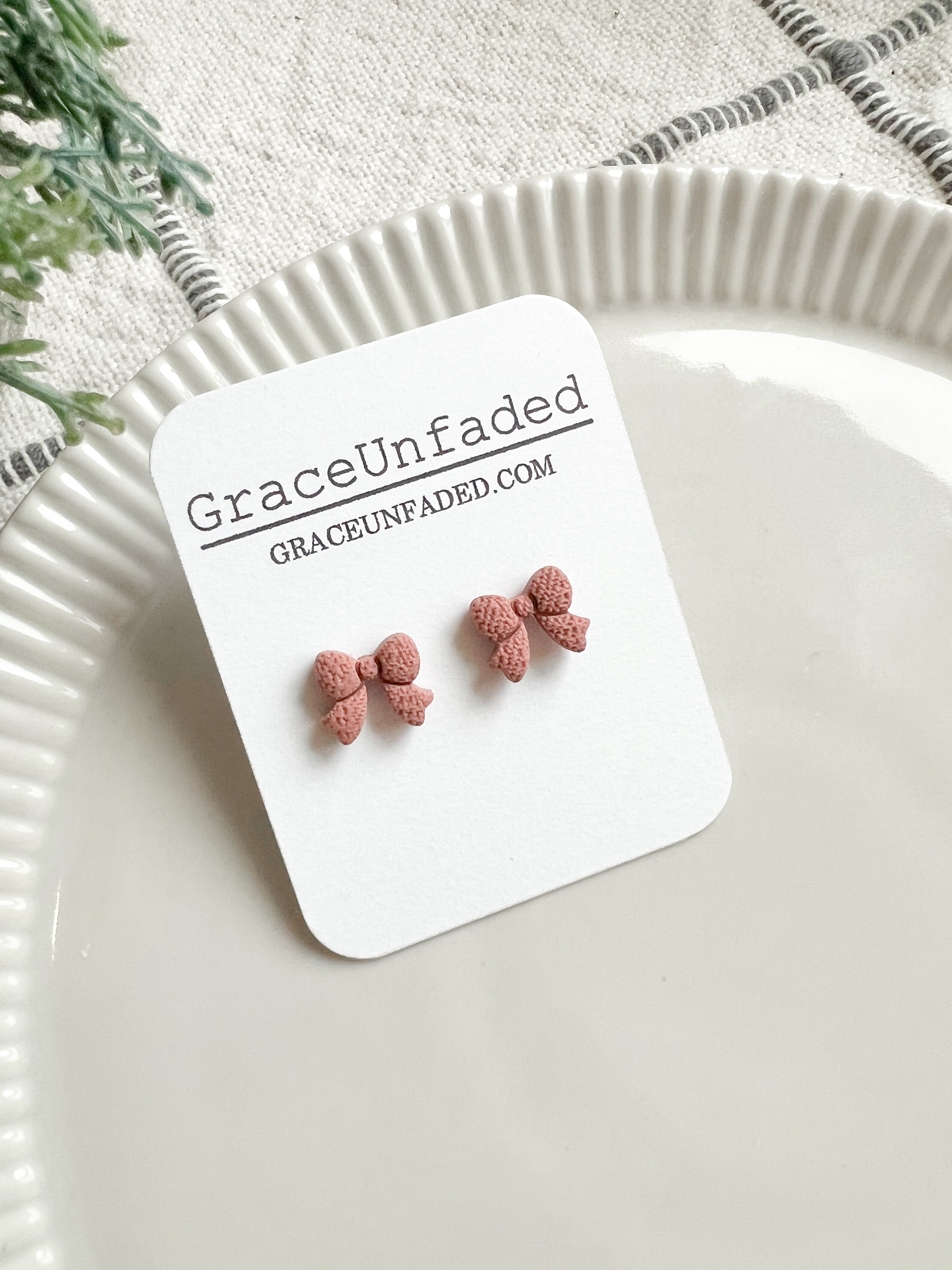 Mini Bow Studs (Multiple Colors) (Clip On Option)