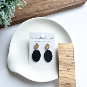 Black Oval Clay Earring