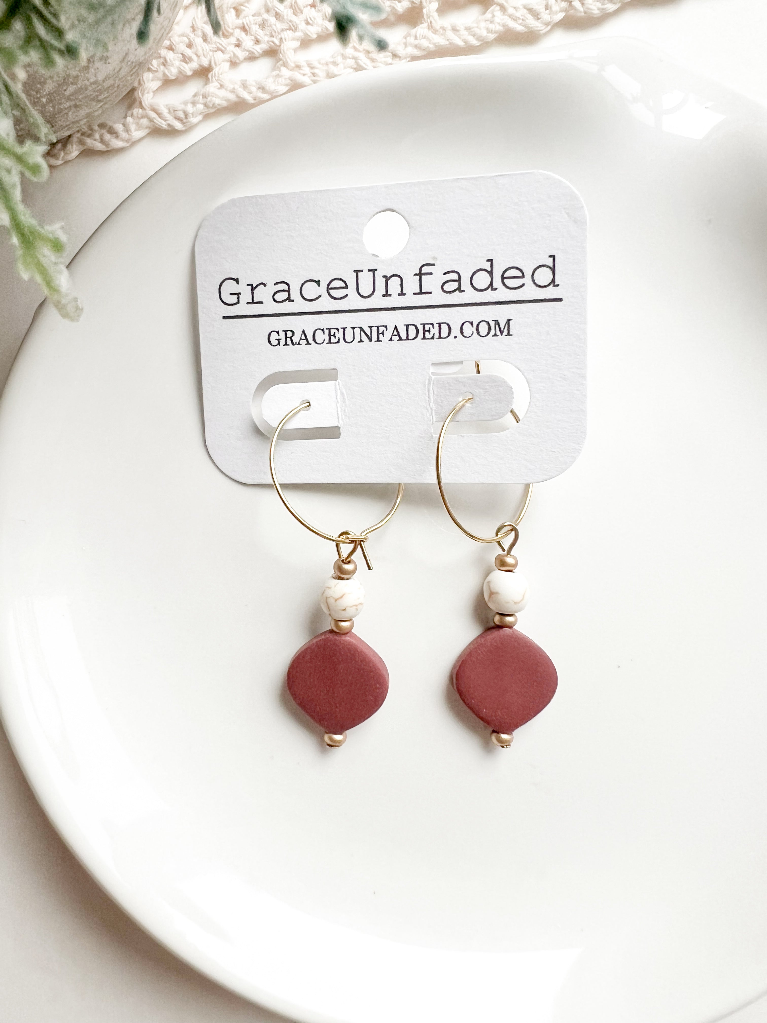 Beaded Clay Hoop (Multiple Colors)