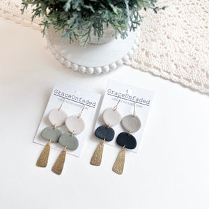 Olive clay Dangle -Black and Olive