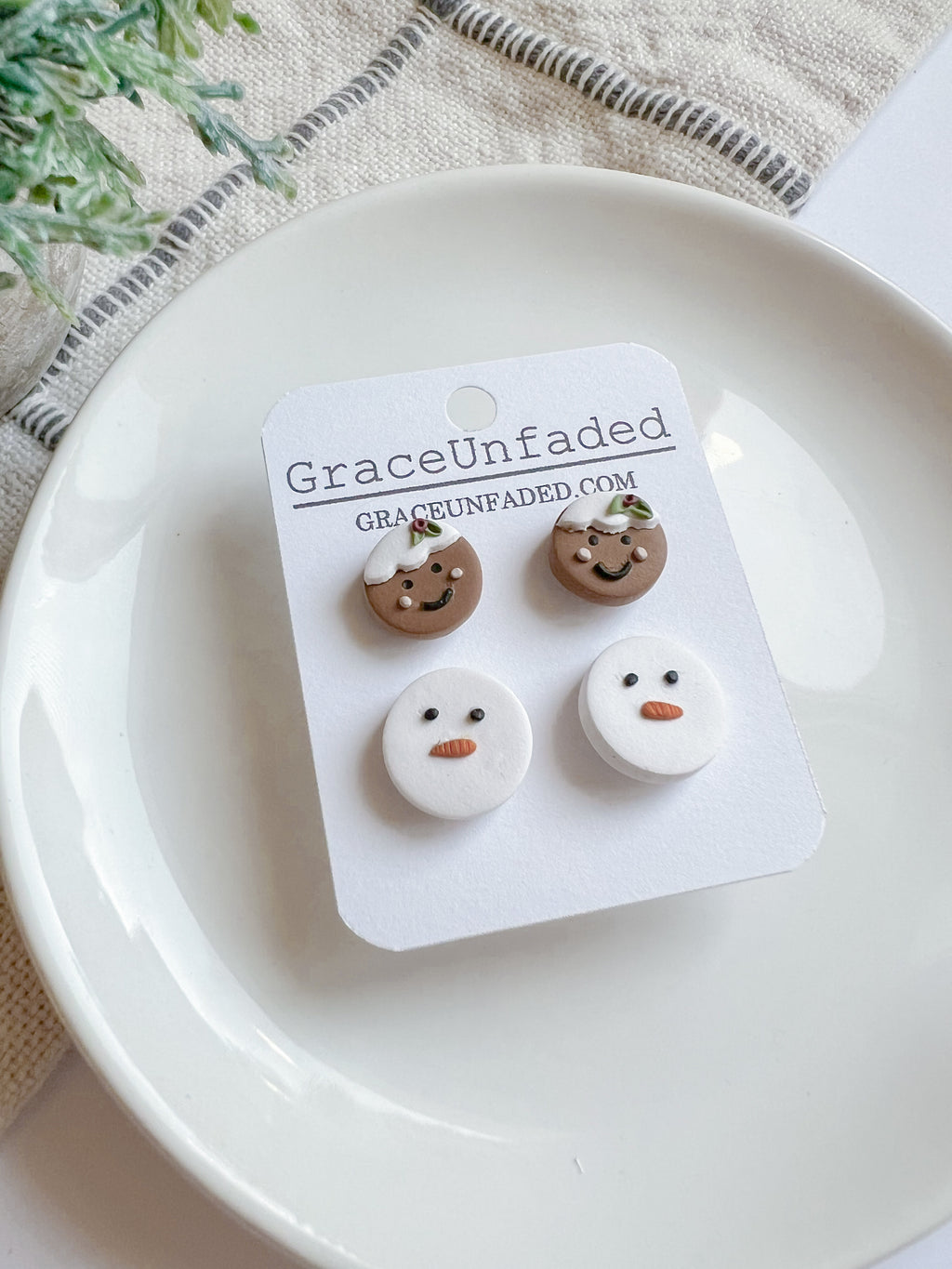 Gingerbread and Snowman Studs
