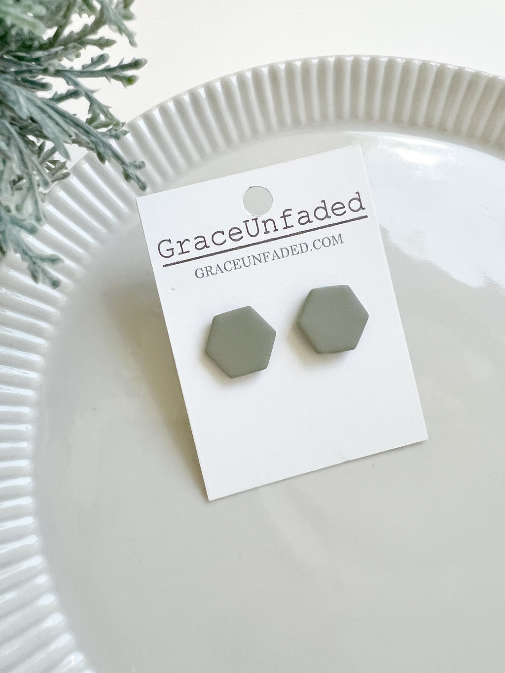 Army Green Hexagon Stud