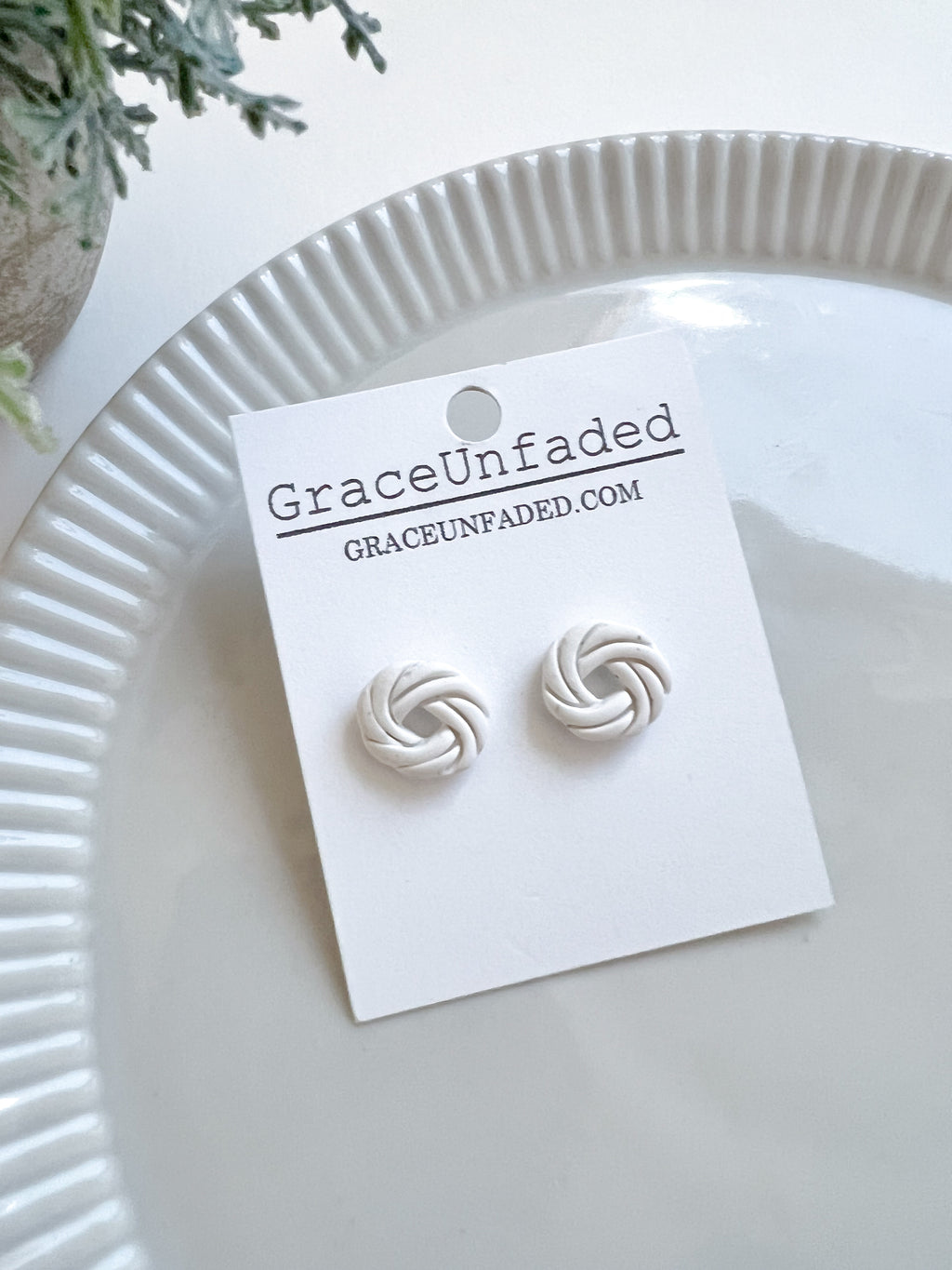 White Knot Earring