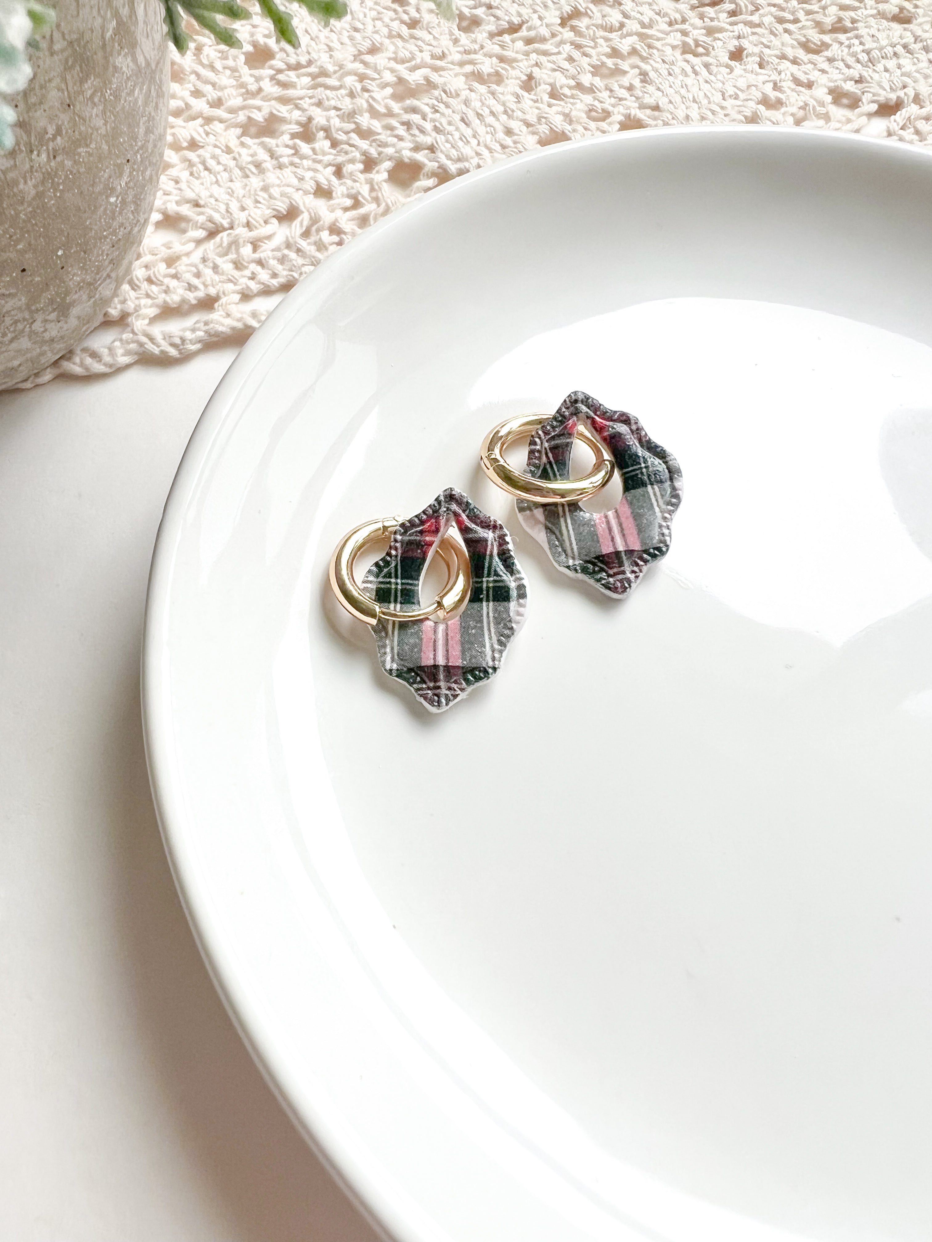 Plaid Earring - Silver and Gold