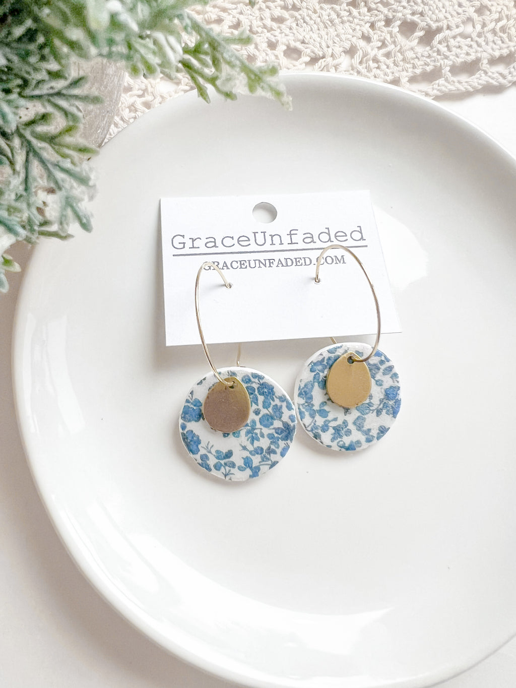 Blue Floral 25mm Hoop