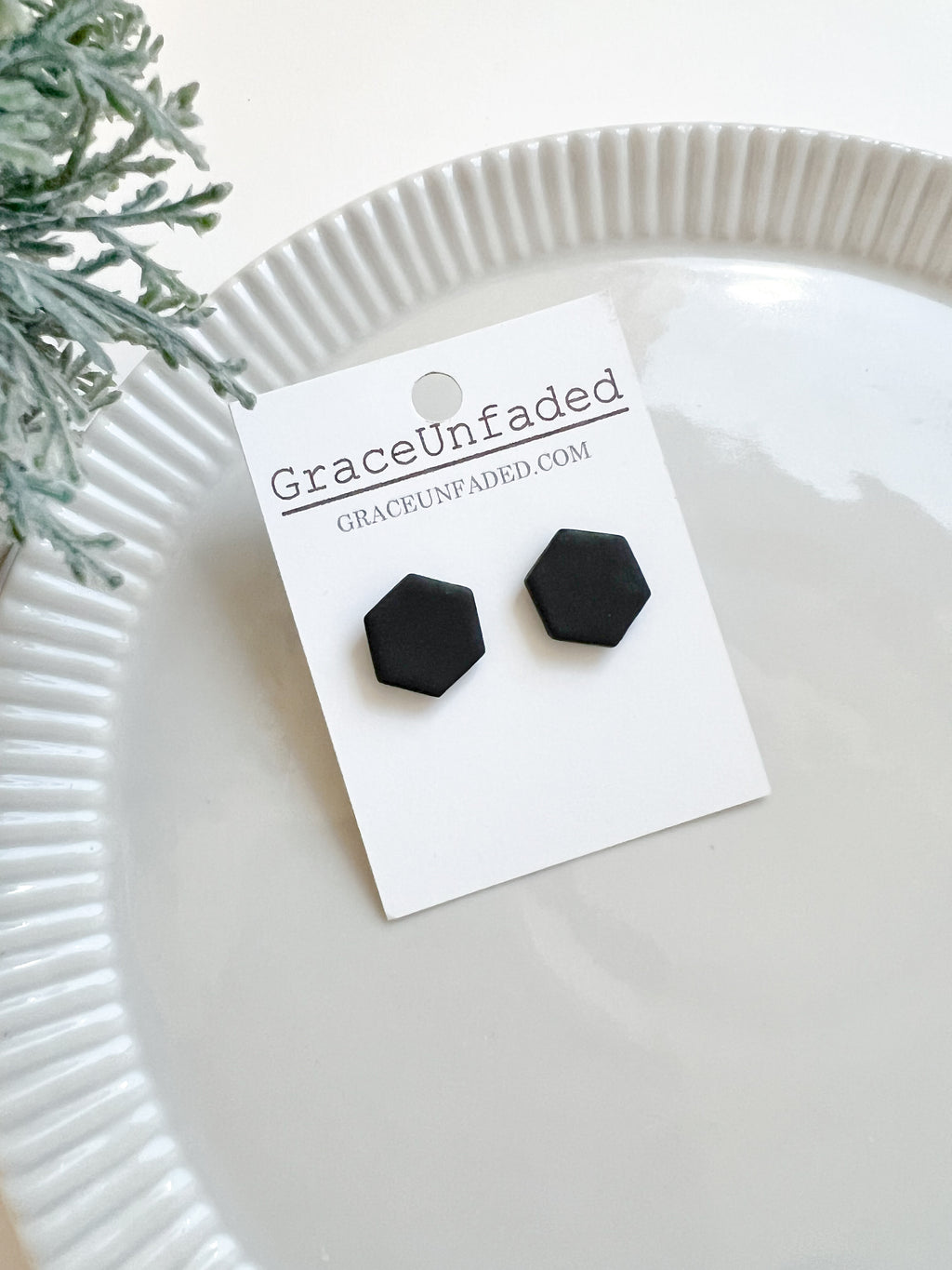 Black Hexagon Stud