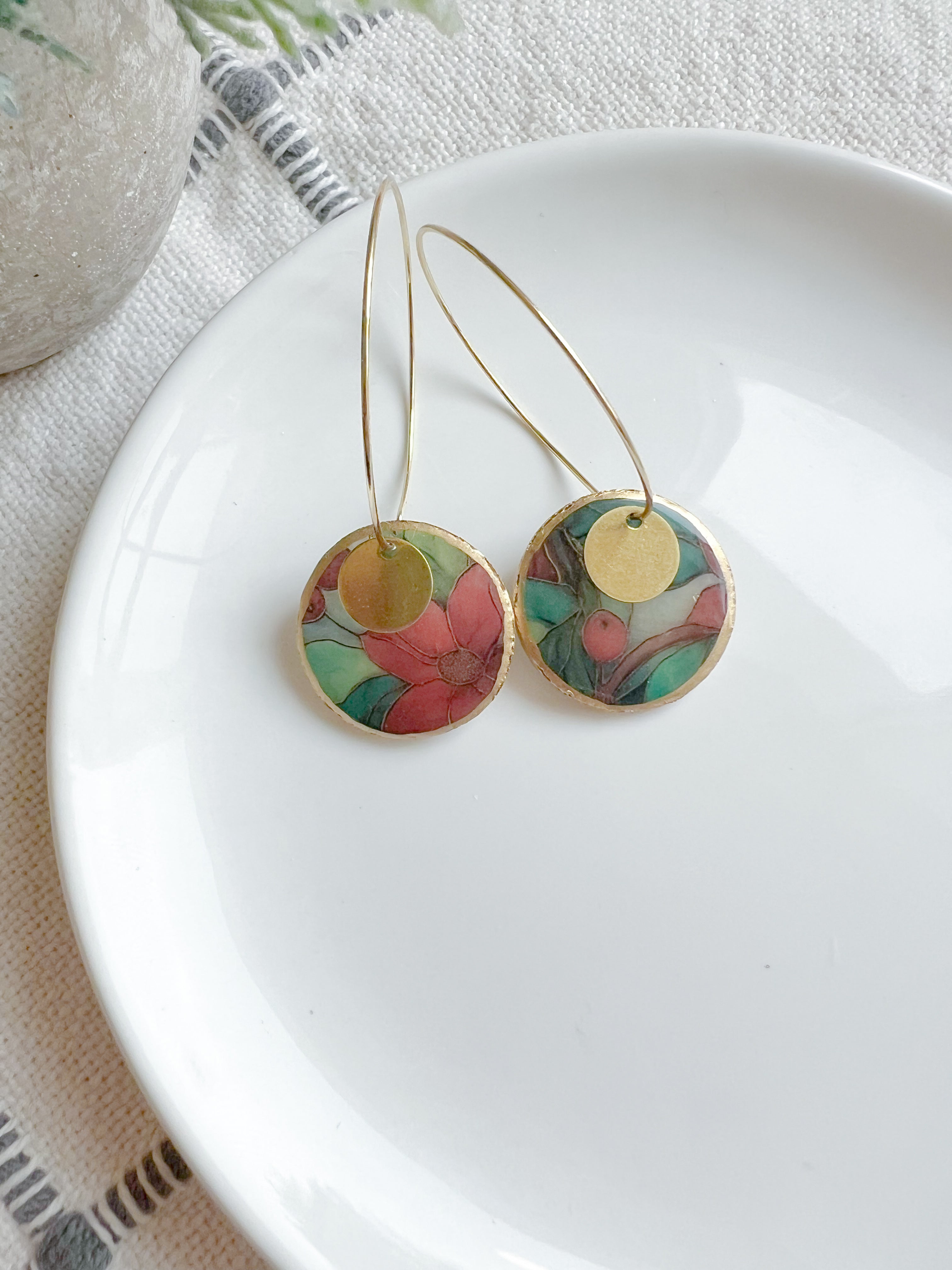 Stained Glass Poinsettia Hoop