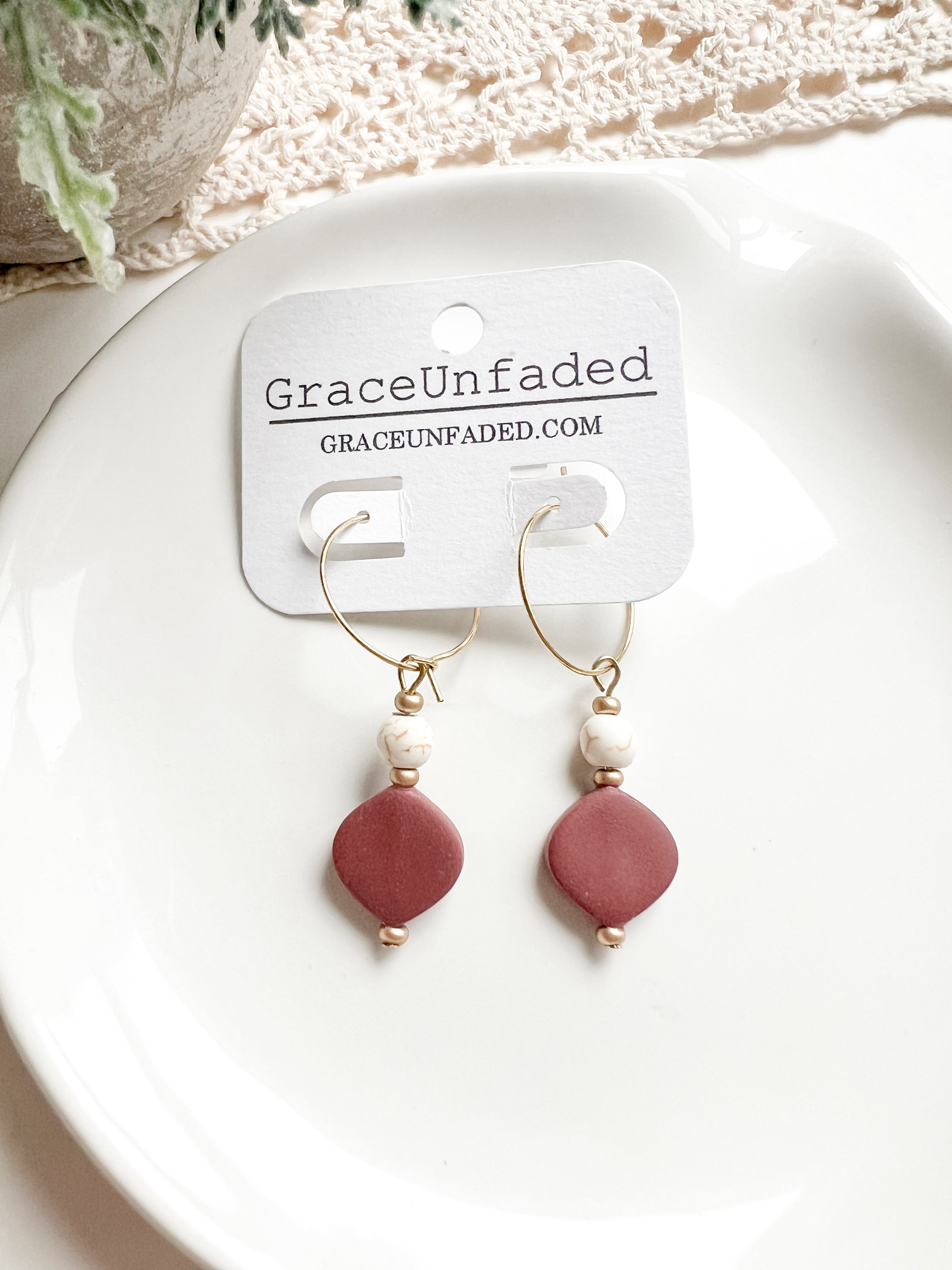 Beaded Clay Hoop (Multiple Colors)