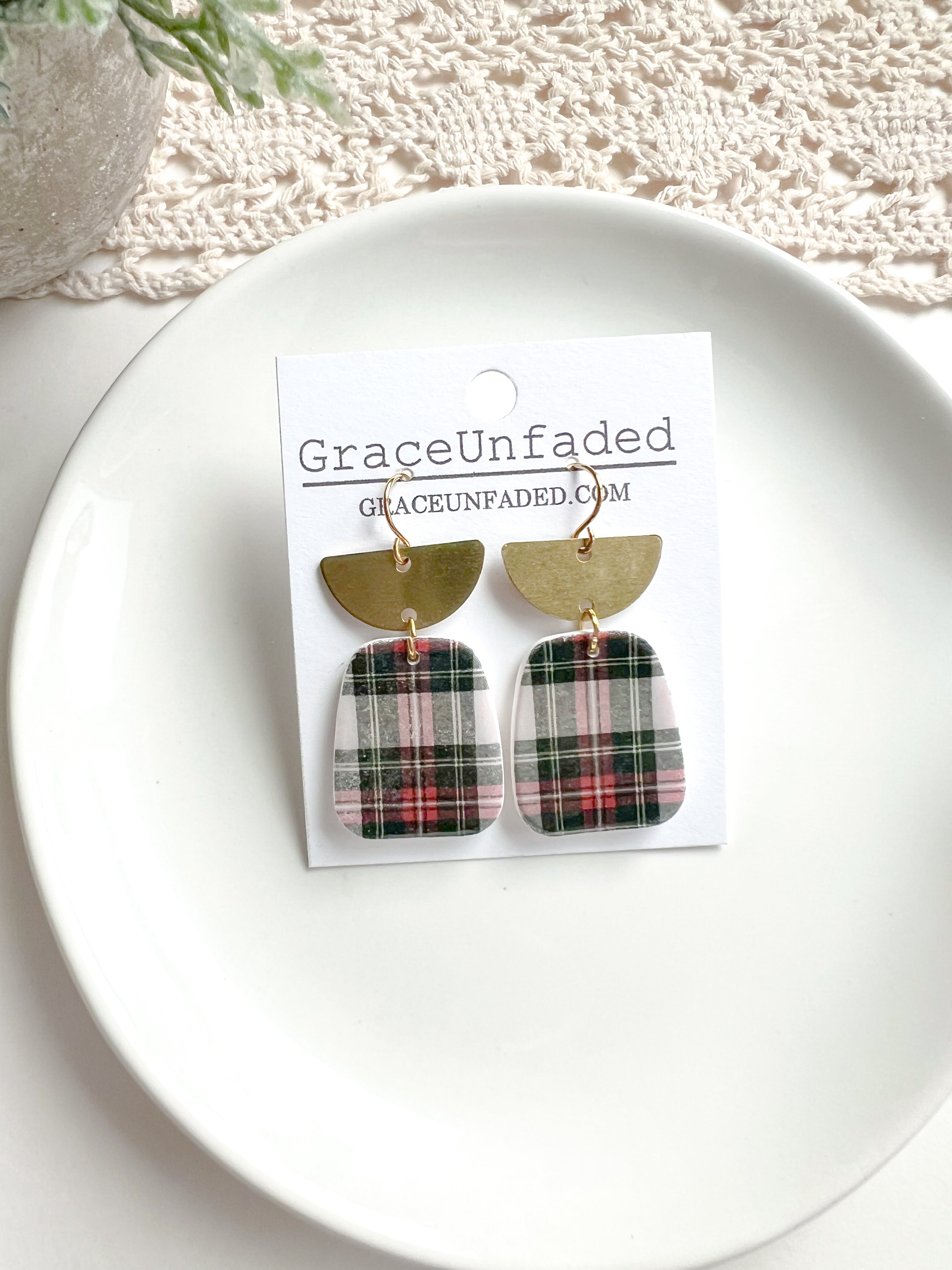 Large Plaid Drop - Silver and Gold