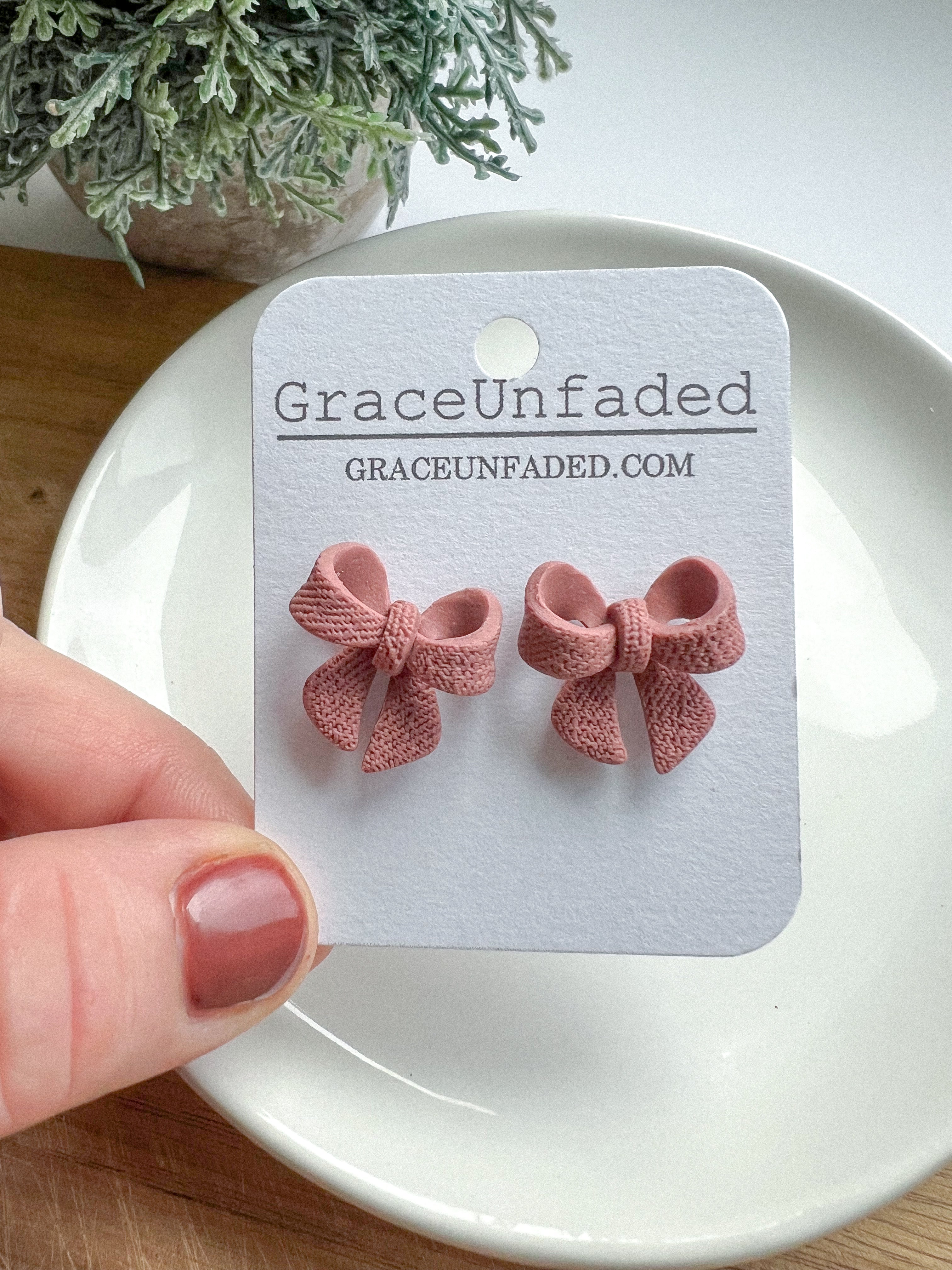Bow Studs - Sparkle and Matte