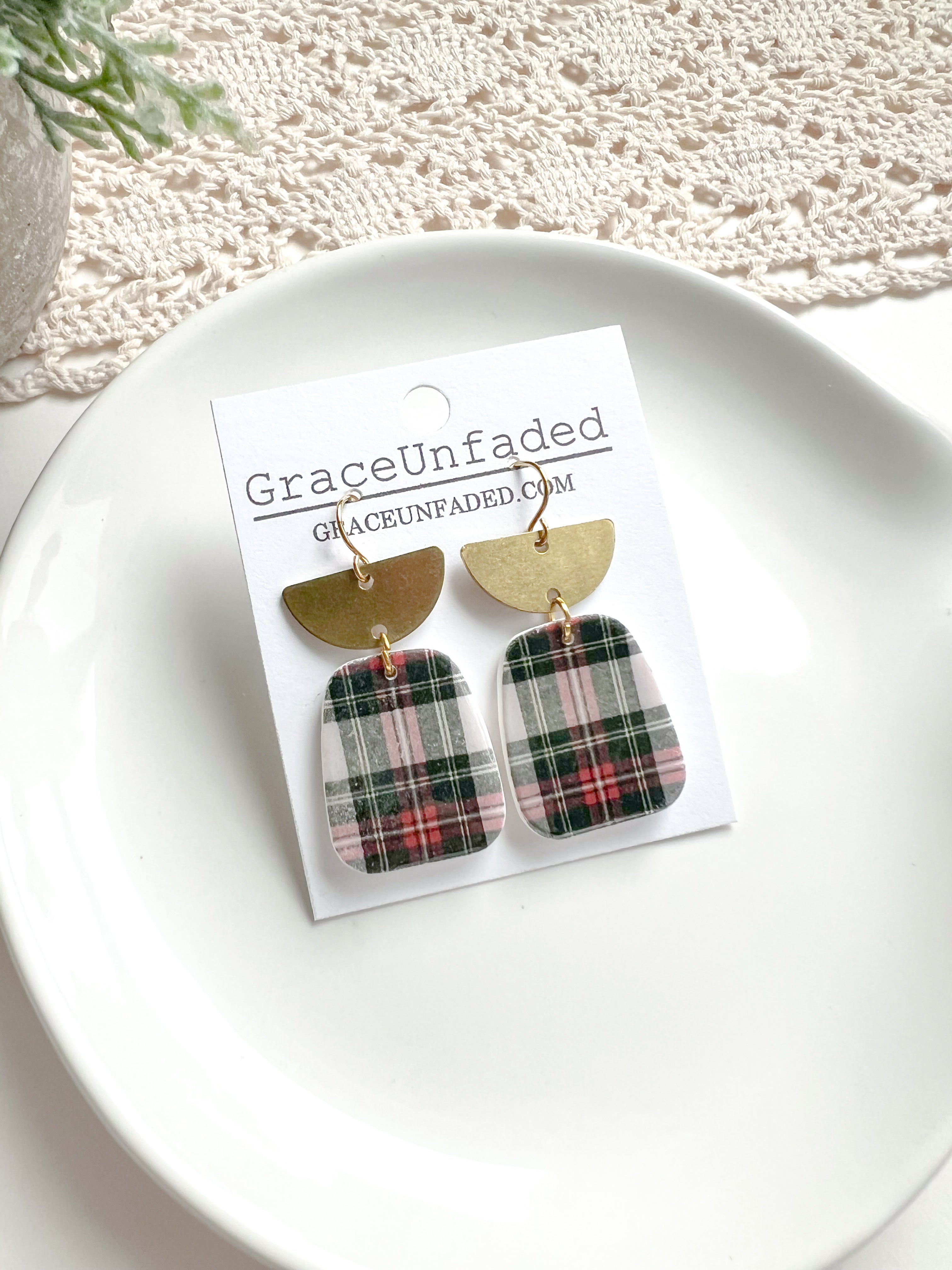 Large Plaid Drop - Silver and Gold