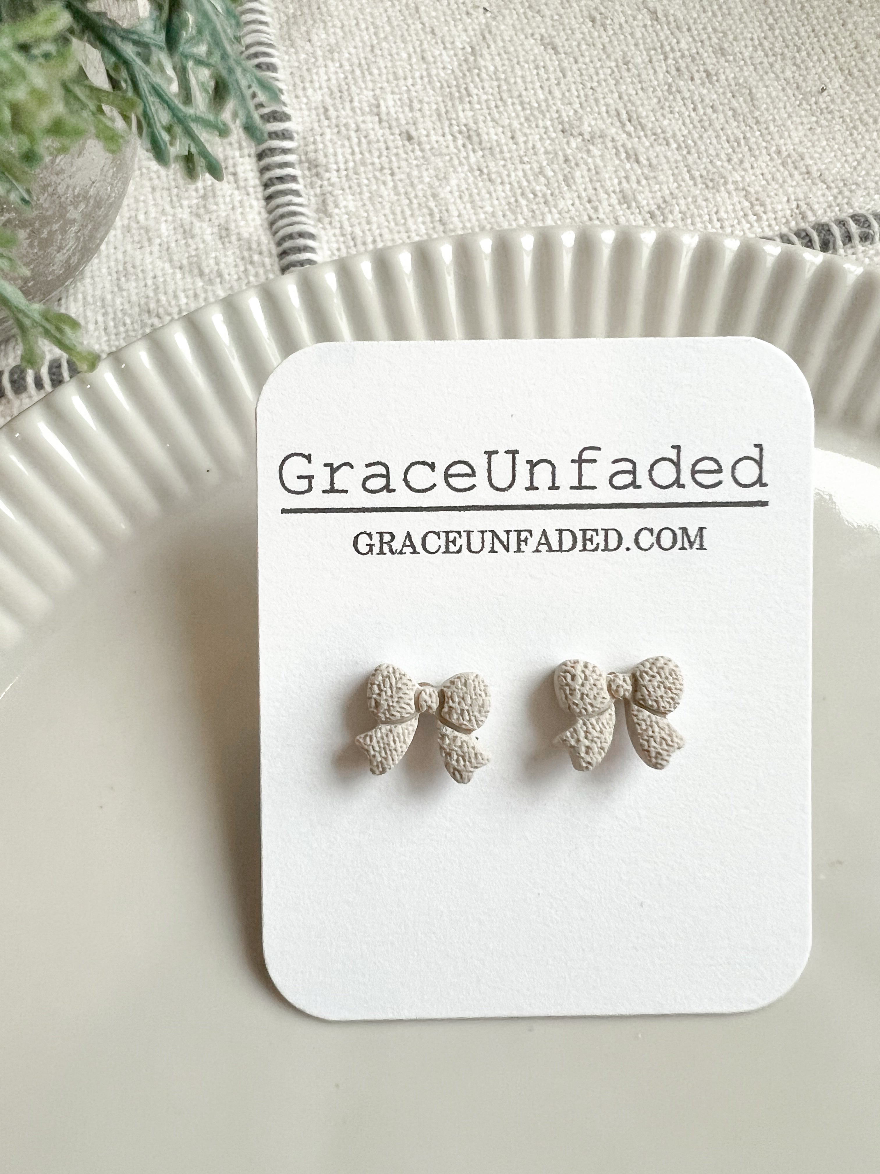 Mini Bow Studs (Multiple Colors) (Clip On Option)