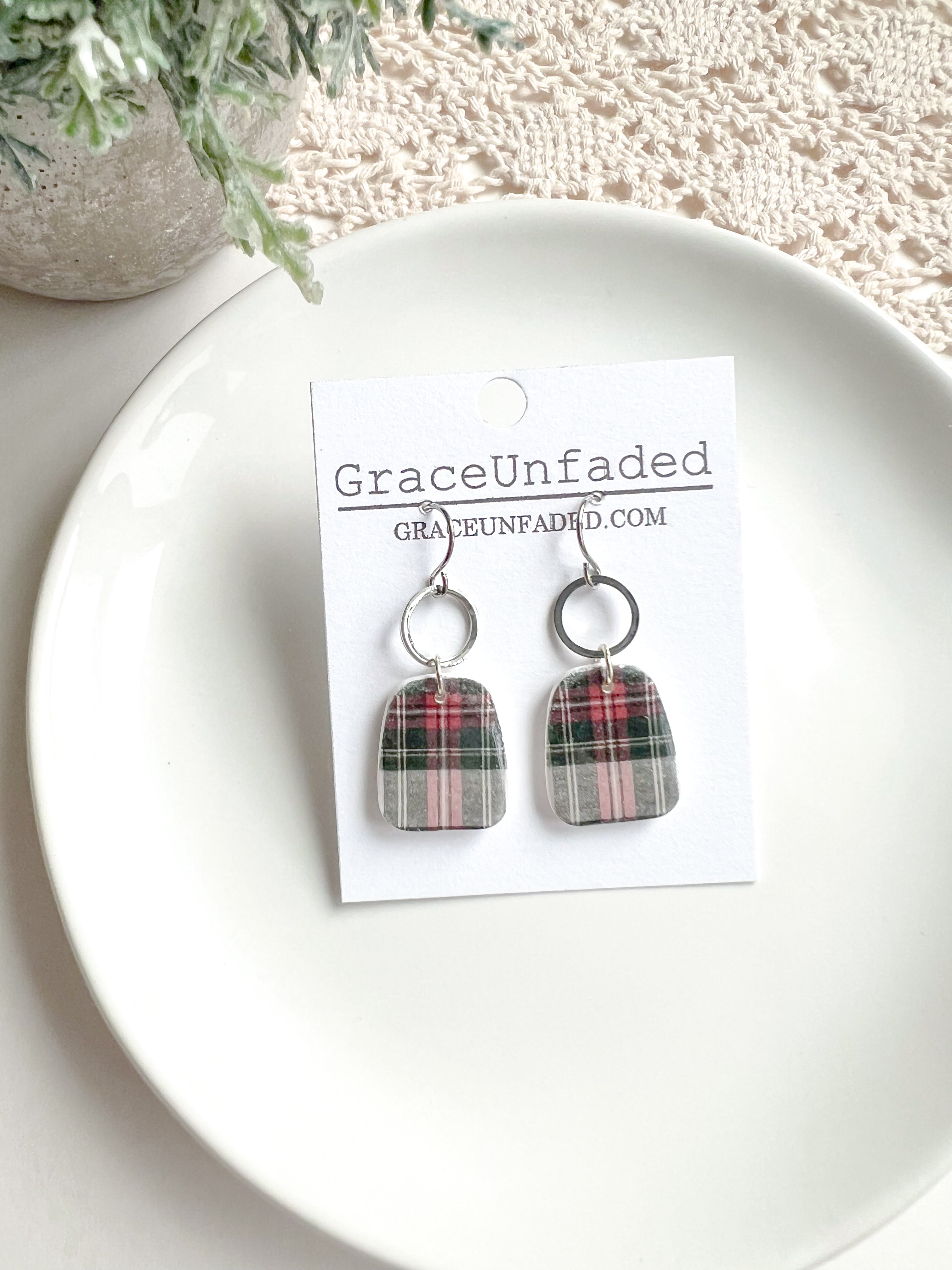 Small Plaid Drop - Silver and Gold