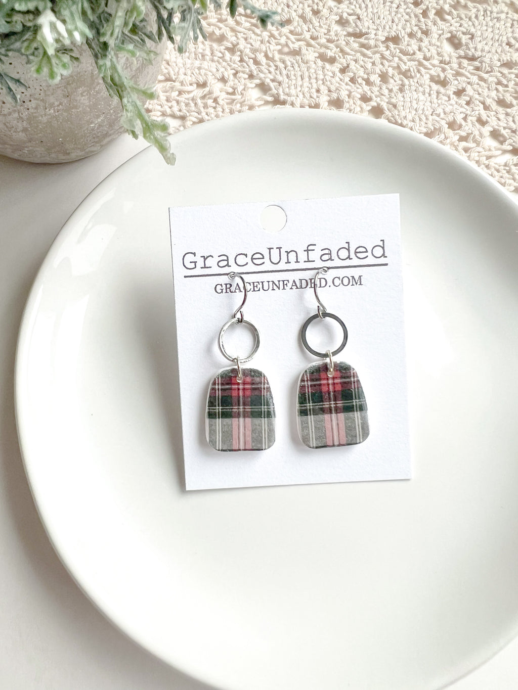 Small Plaid Drop - Silver and Gold