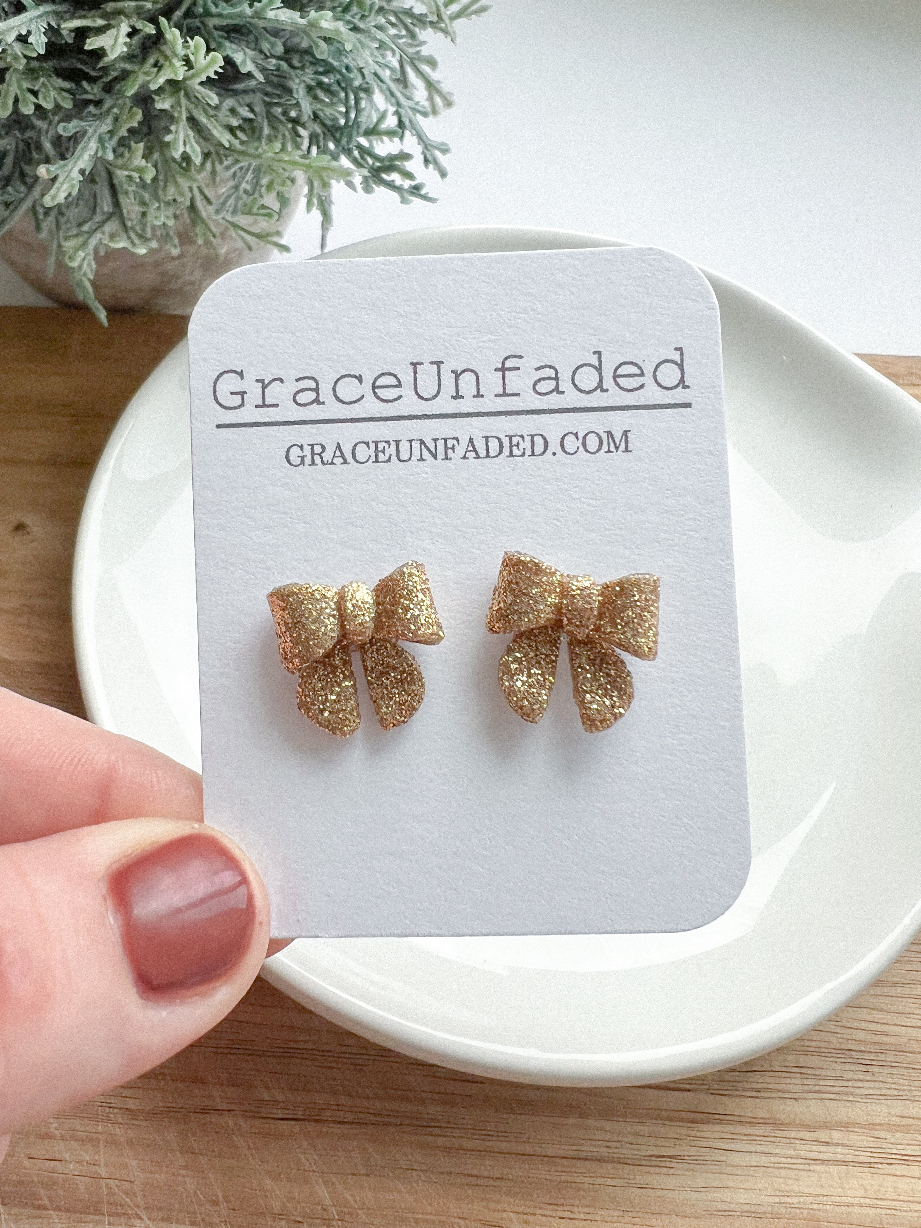 Bow Studs - Sparkle and Matte