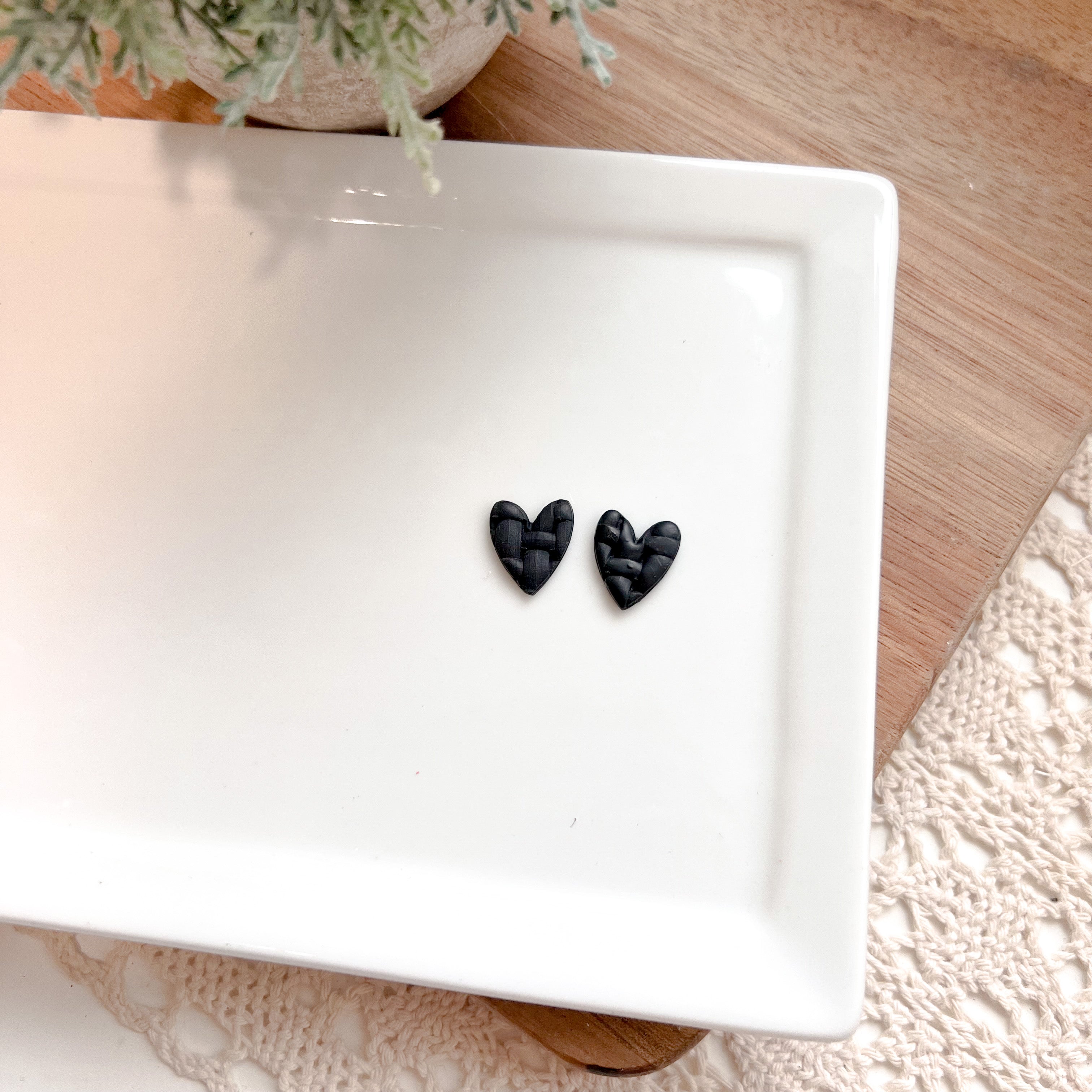 Heart Knit Clay Studs