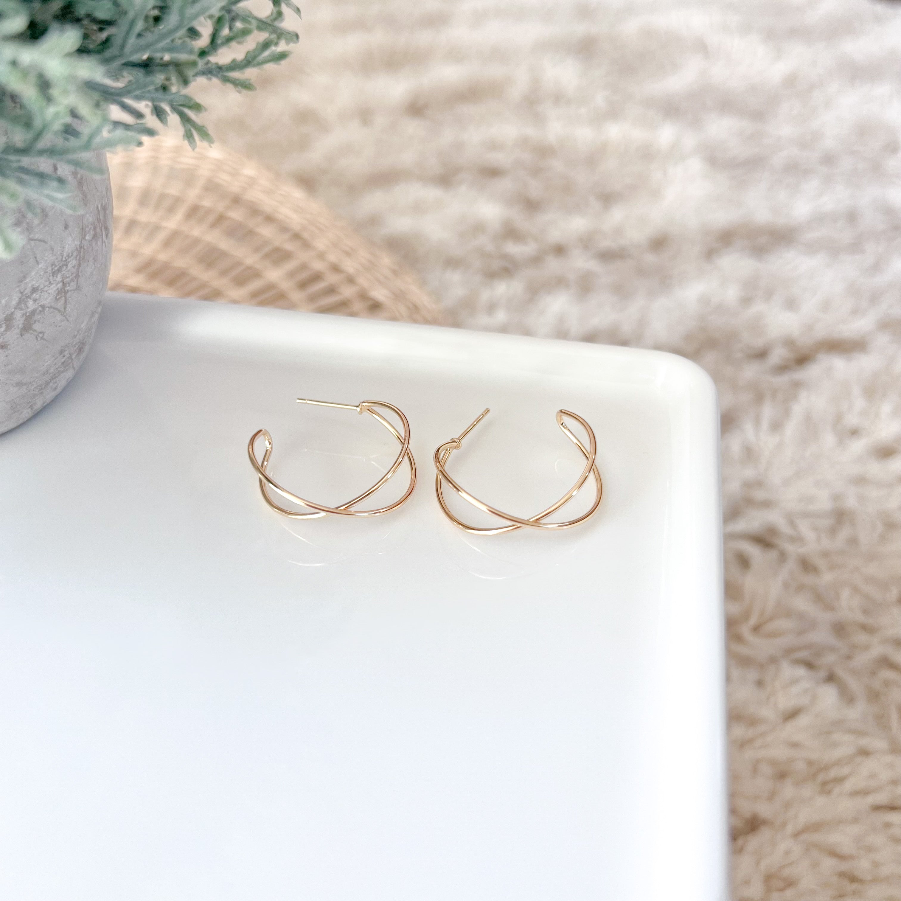 Gold Plated and SILVER Brass Intersecting Hoop