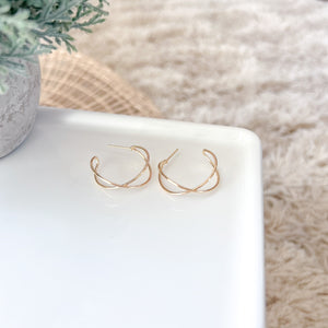 Gold Plated and SILVER Brass Intersecting Hoop