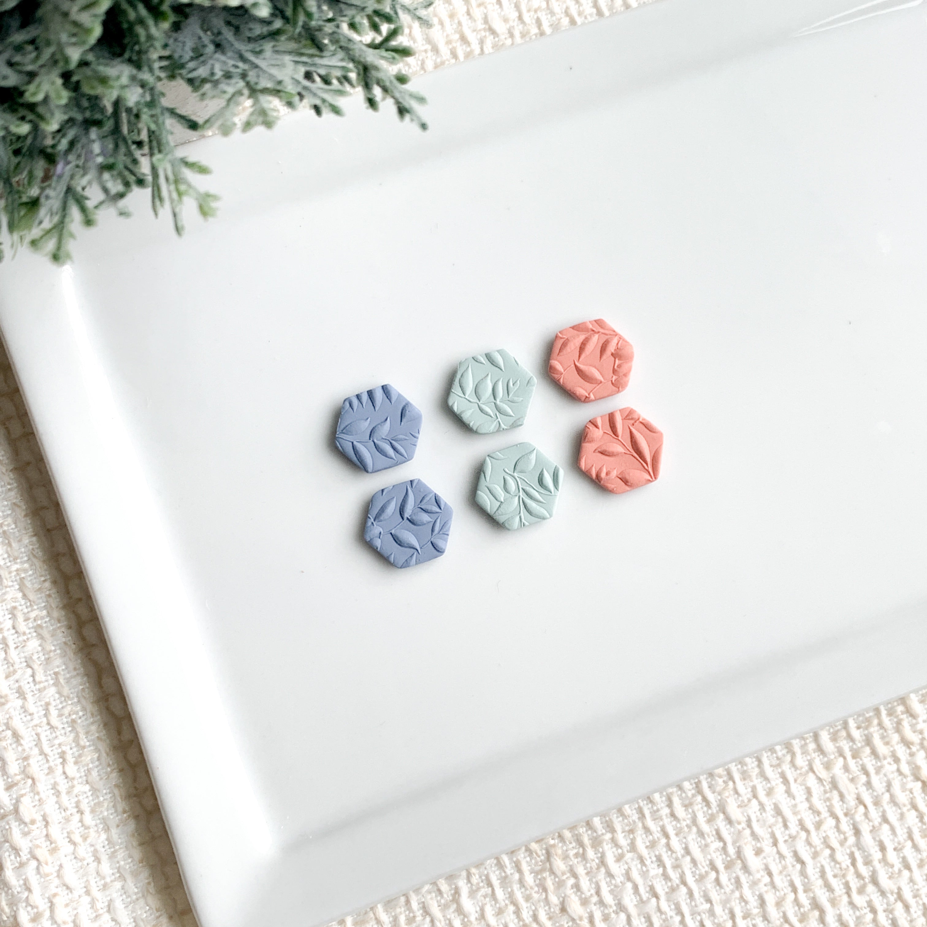 Flower Hexagon Clay Studs - GraceUnfaded