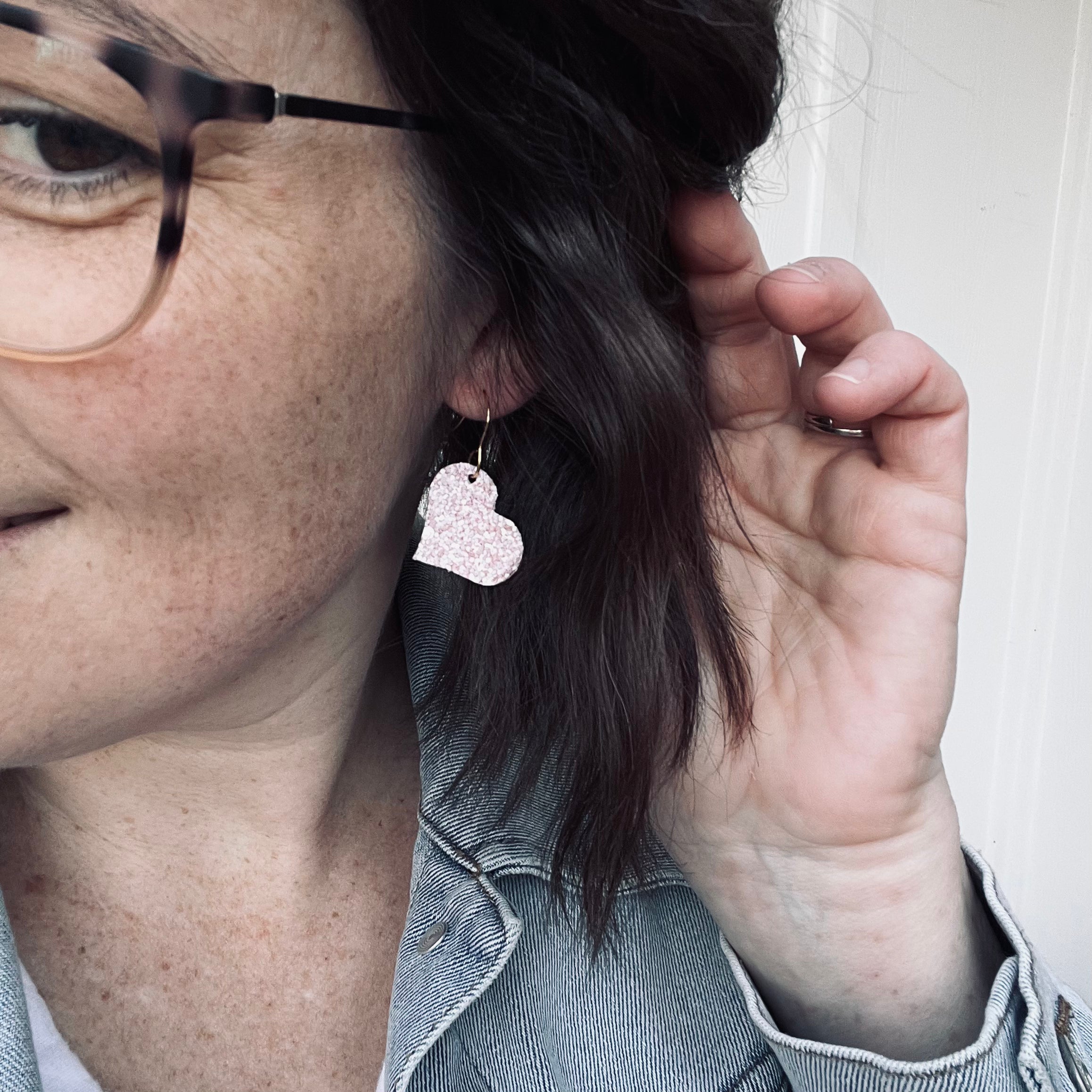 Sparkle Pink Leather Heart